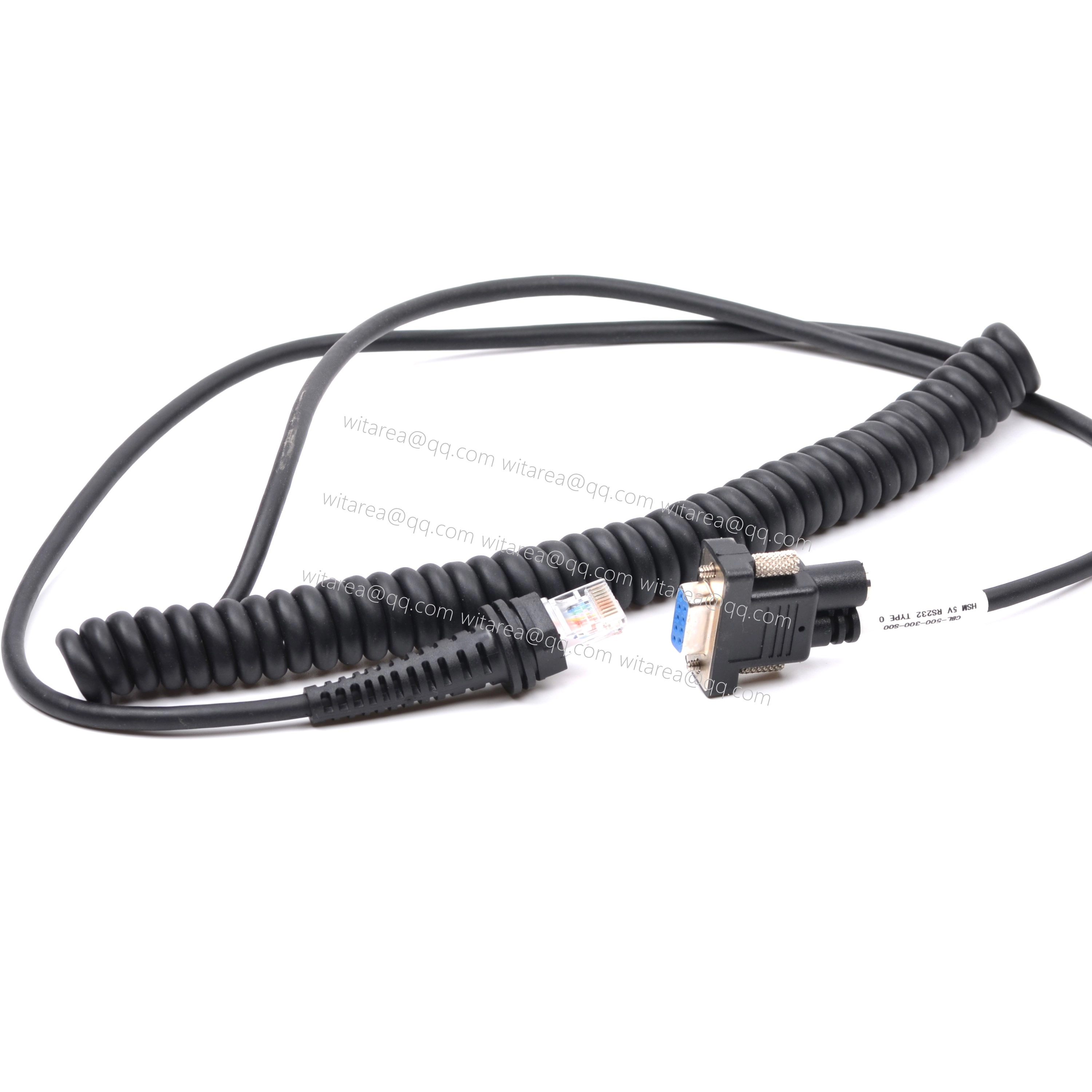 Coiled RS232 DB9 plug with DC 5V cable