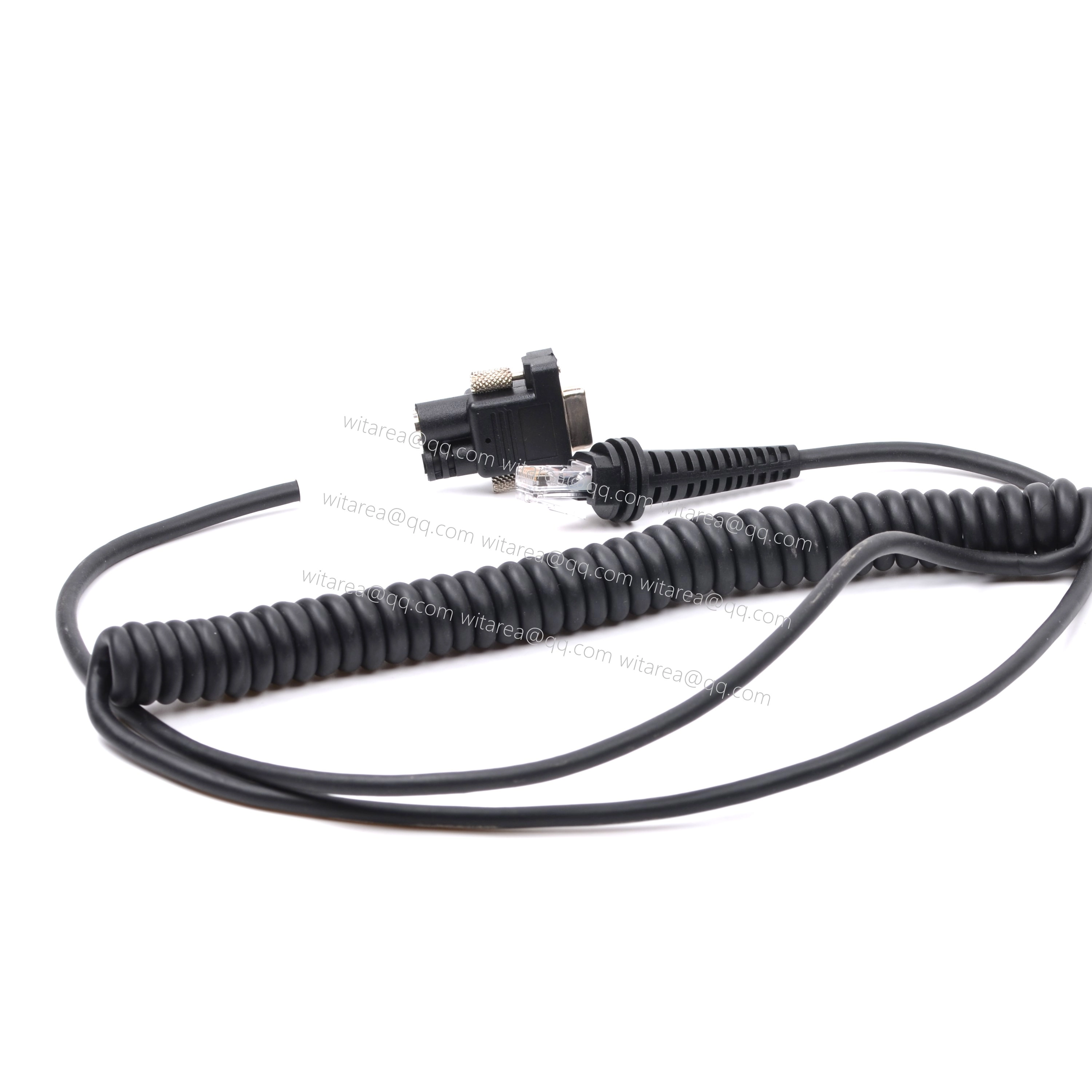Coiled RS232 DB9 plug with DC 5V cable