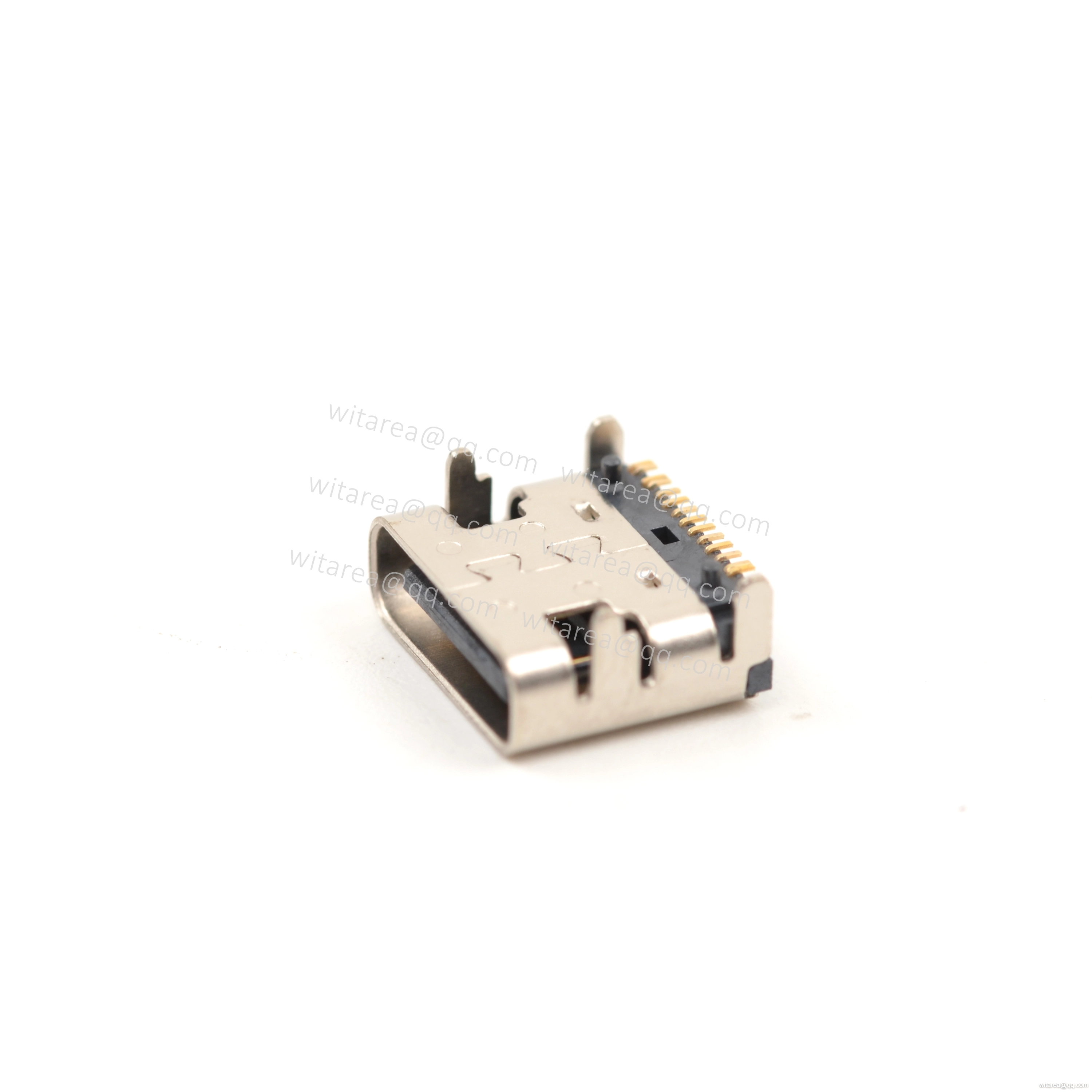 USB2.0 TYPE C 16P TOP-MOUNT SMT RECEPTACLE WITH SPRING,CH=1.68MM,L= 7.35MM