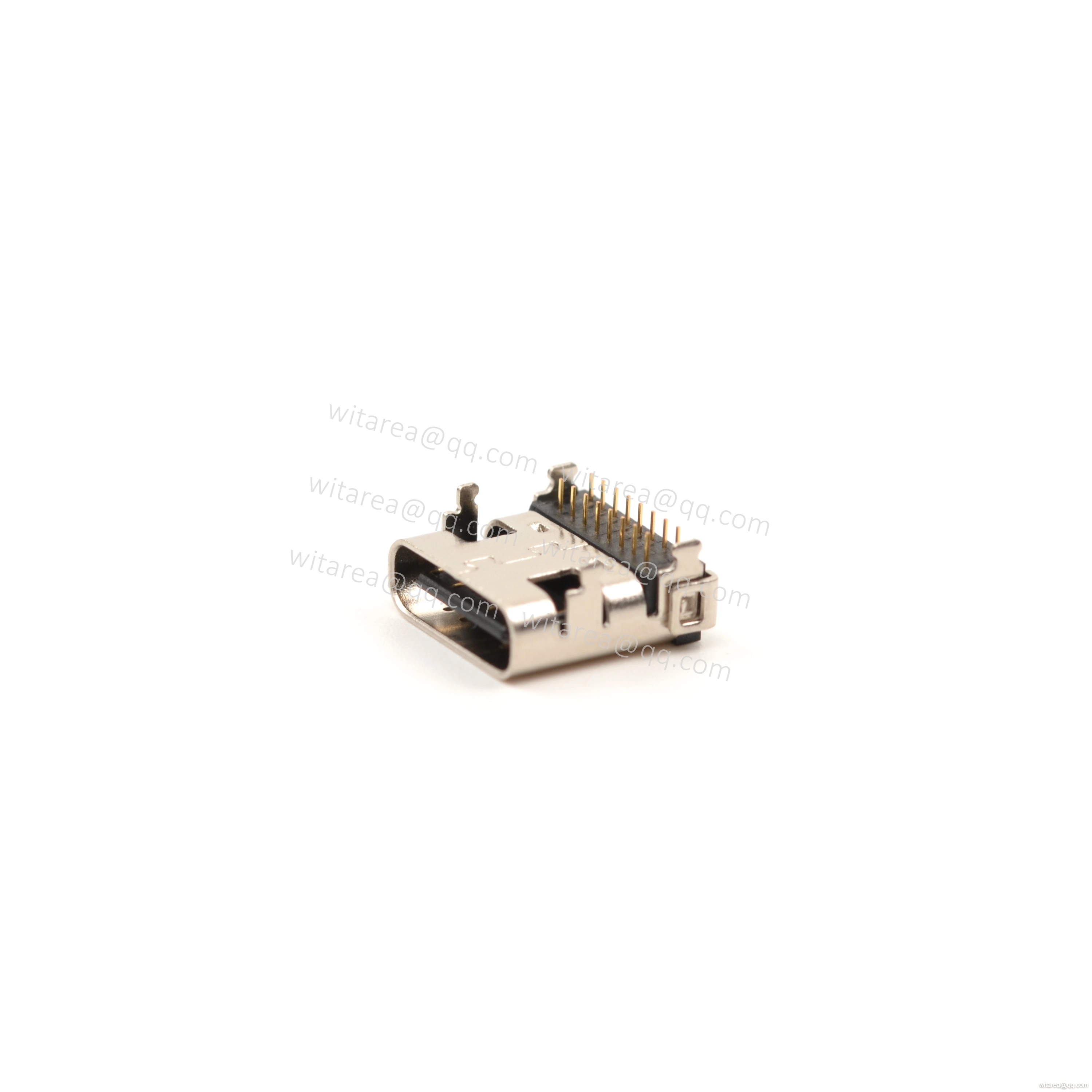USB2.0 TYPE C 16P TOP-MOUNT DIP RECEPTACLE WITH SPRING  ,CH=1.62MM,L=8.97MM