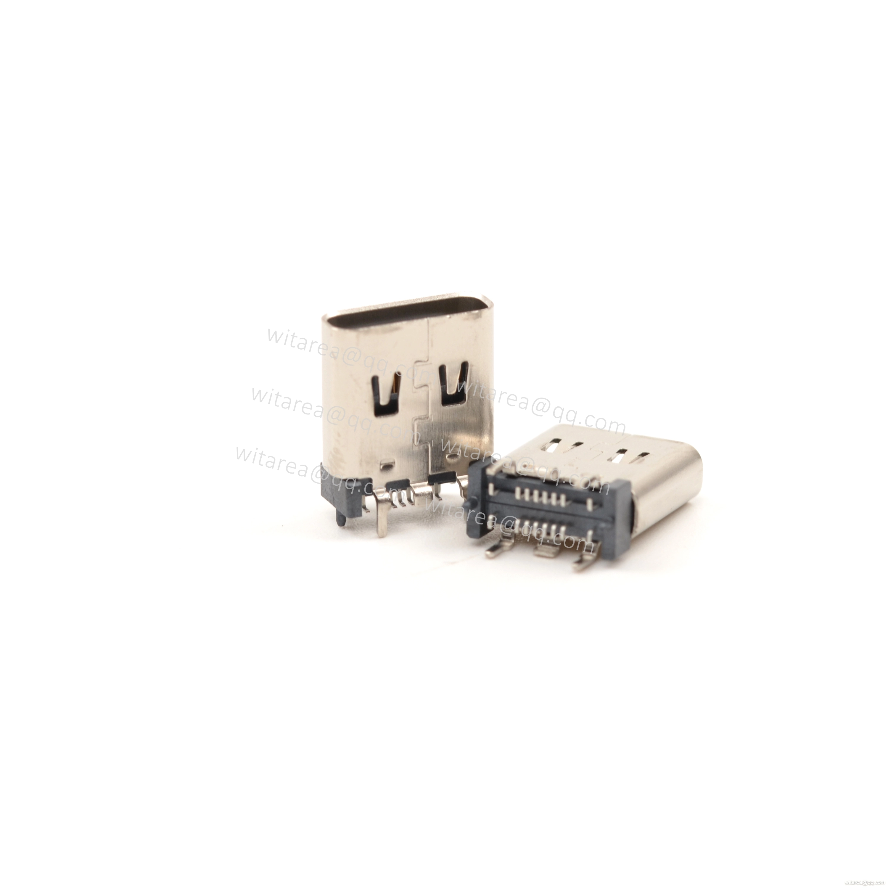 USB2.0 TYPE C 16P VERTICAL-MOUNT SMT RECEPTACLE WITH SPRING ,H=10MM,L=10MM