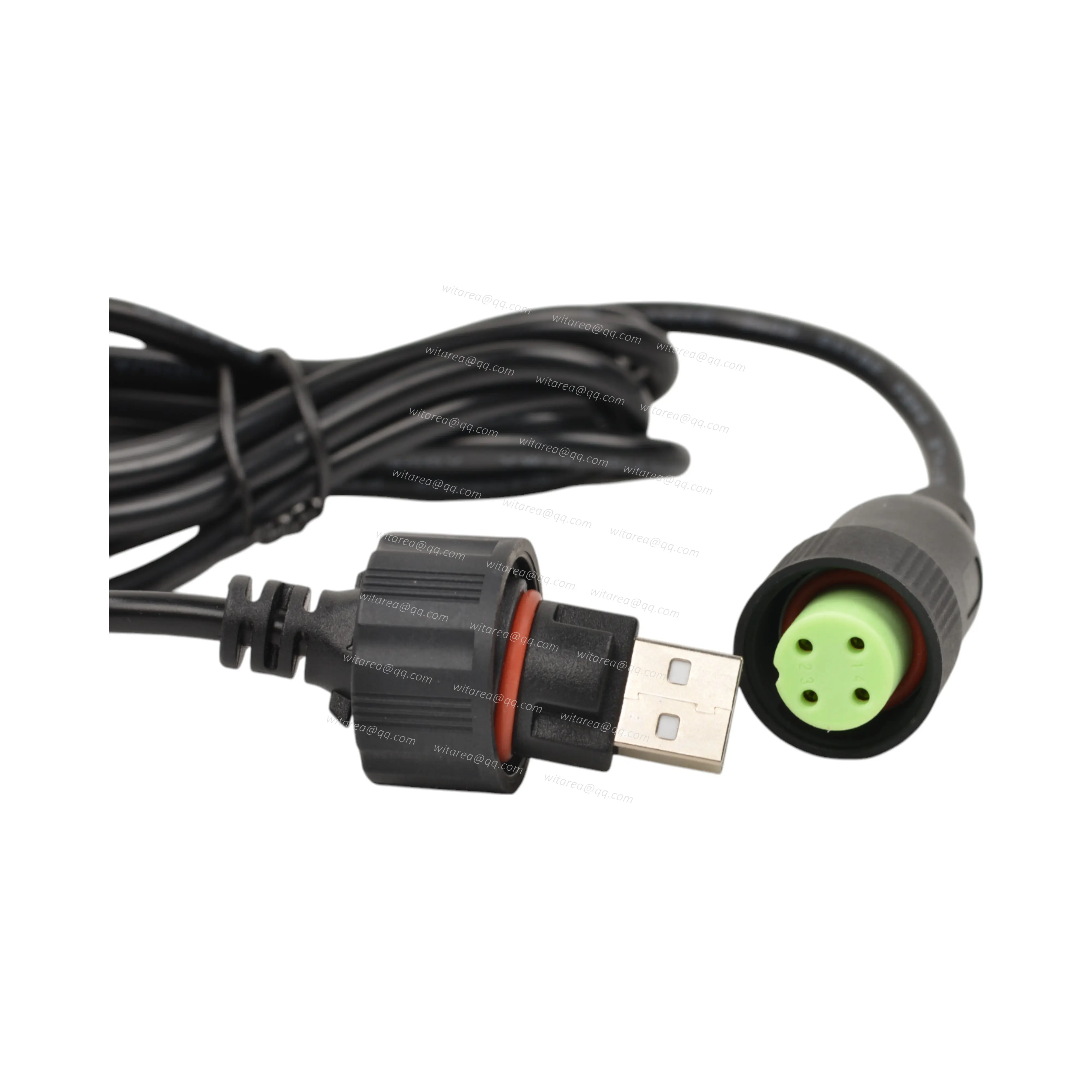 Waterproof USB2.0 AM With Screw Nut To Waterproof 4pin Wire Harness