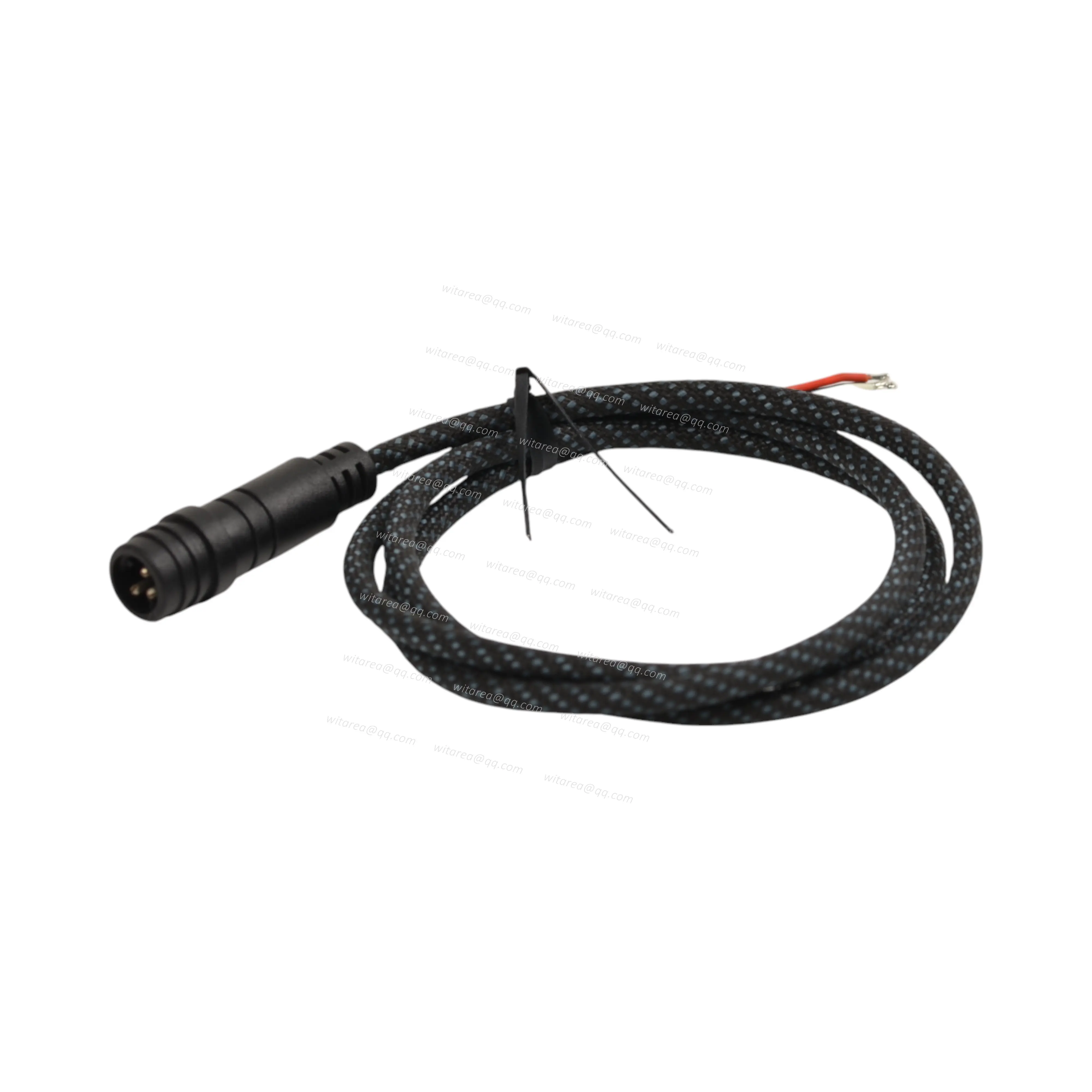Waterproof 3pin male to open cable with fabric braiding