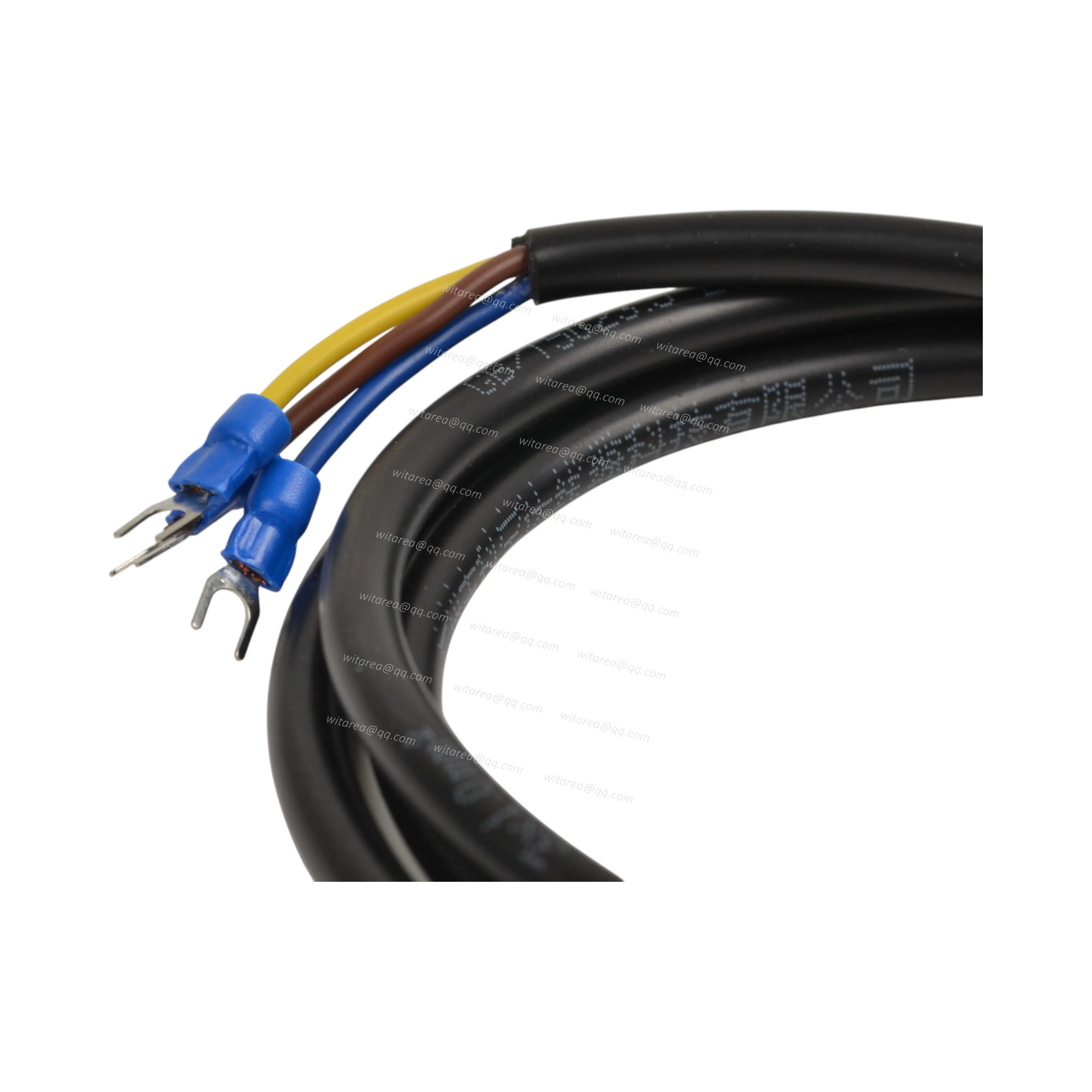 Spade terminal connector to ratchet crimp tubular terminal and ring terminal connector cable