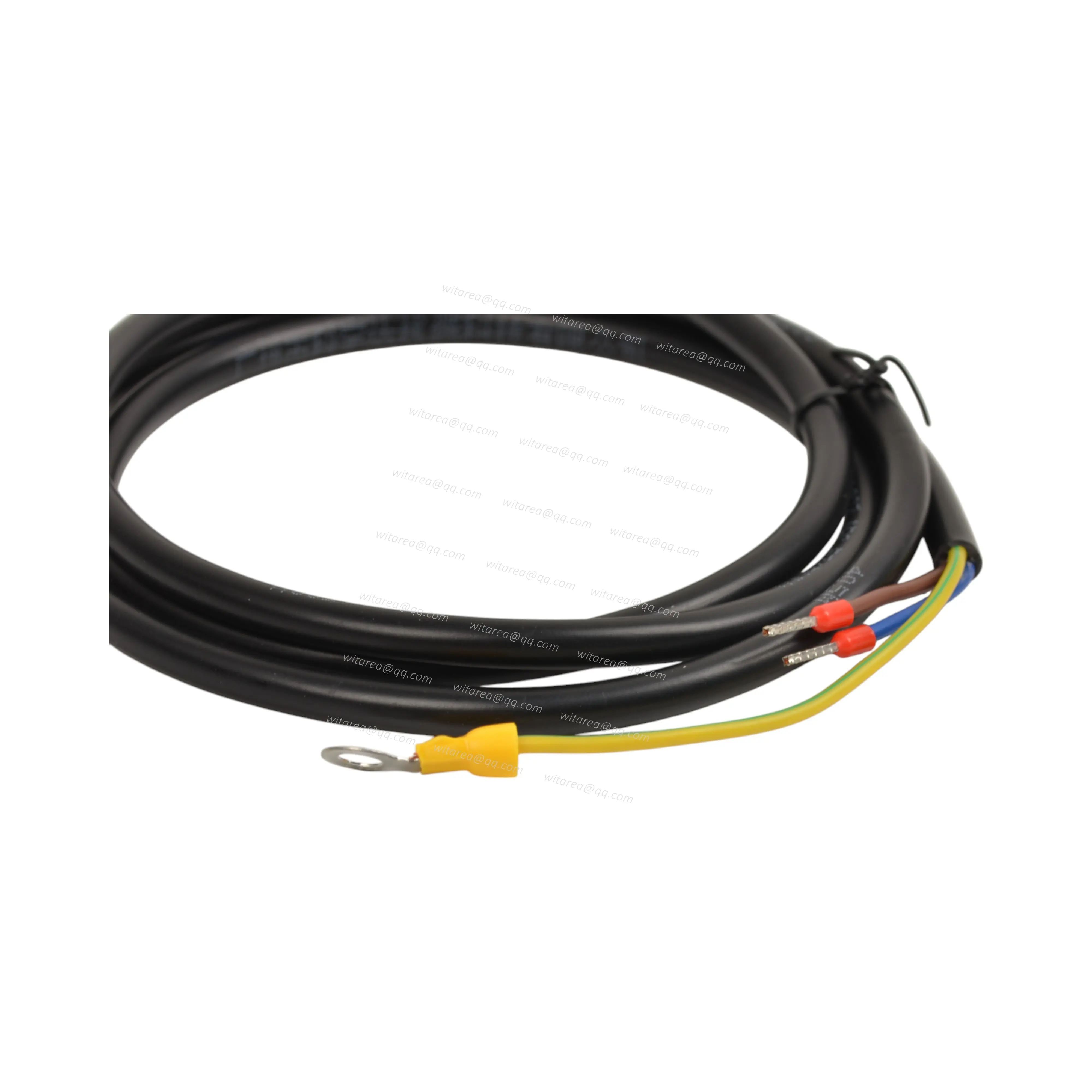 Spade terminal connector to ratchet crimp tubular terminal and ring terminal connector cable