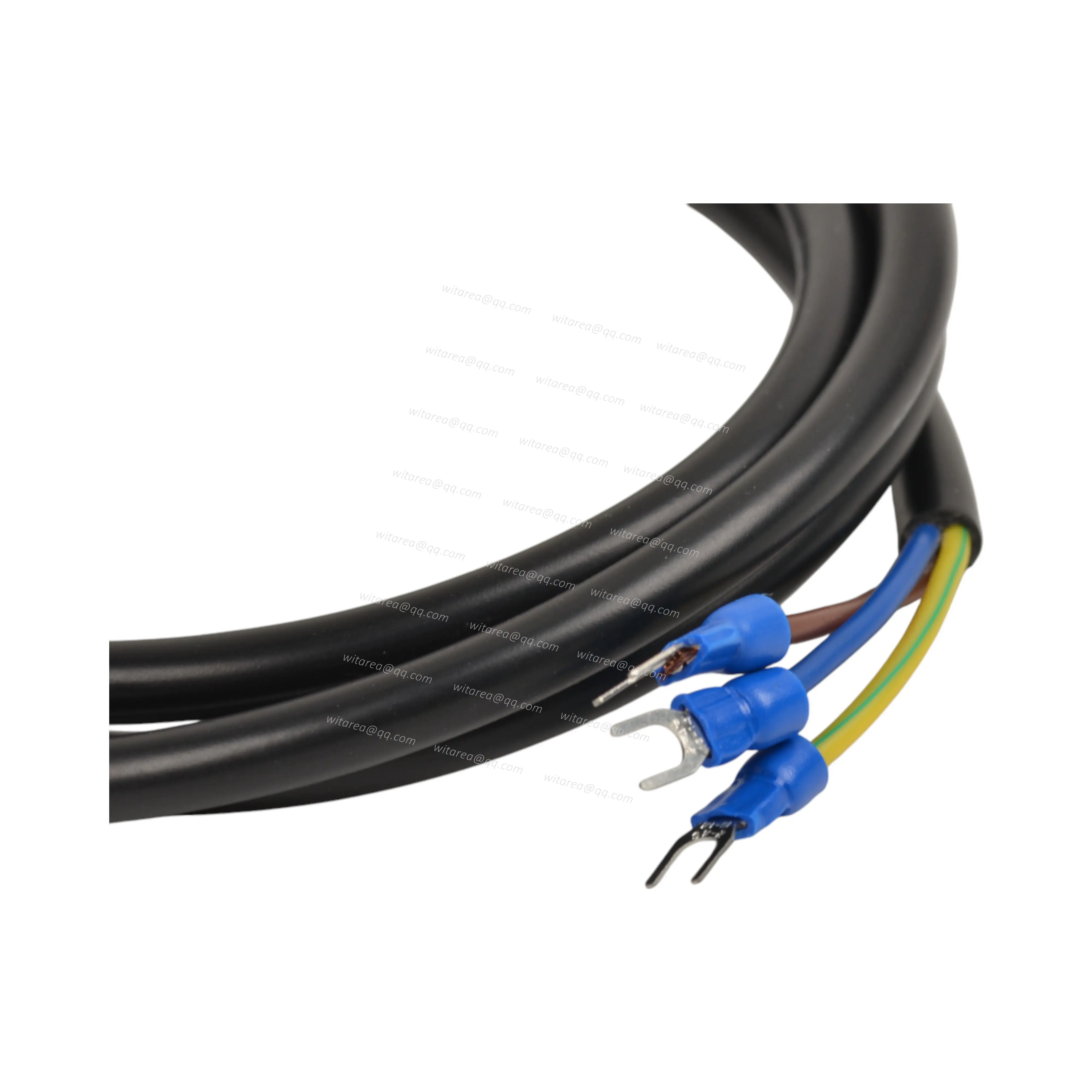 Spade terminal connector to ratchet crimp tubular terminal and ring terminal connector cable