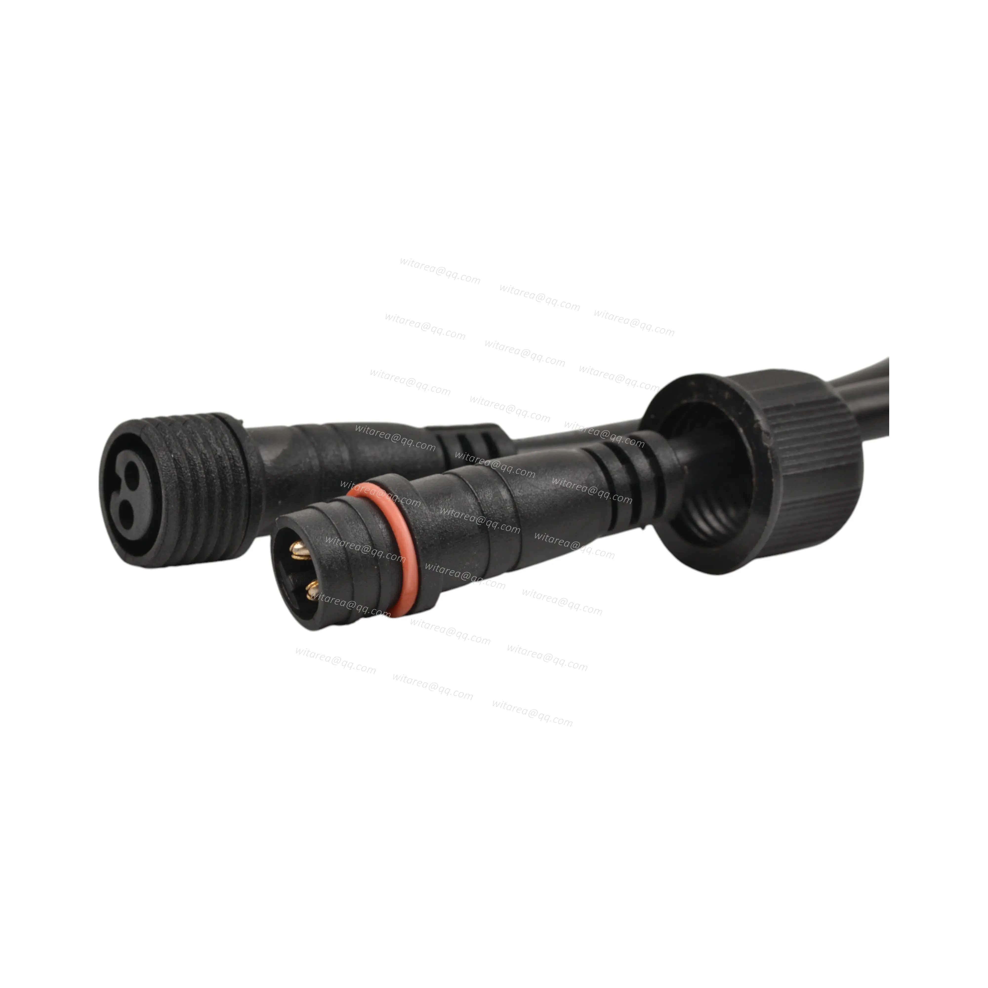 Waterproof 2pin male with screw nut to waterproof 2pin female cable