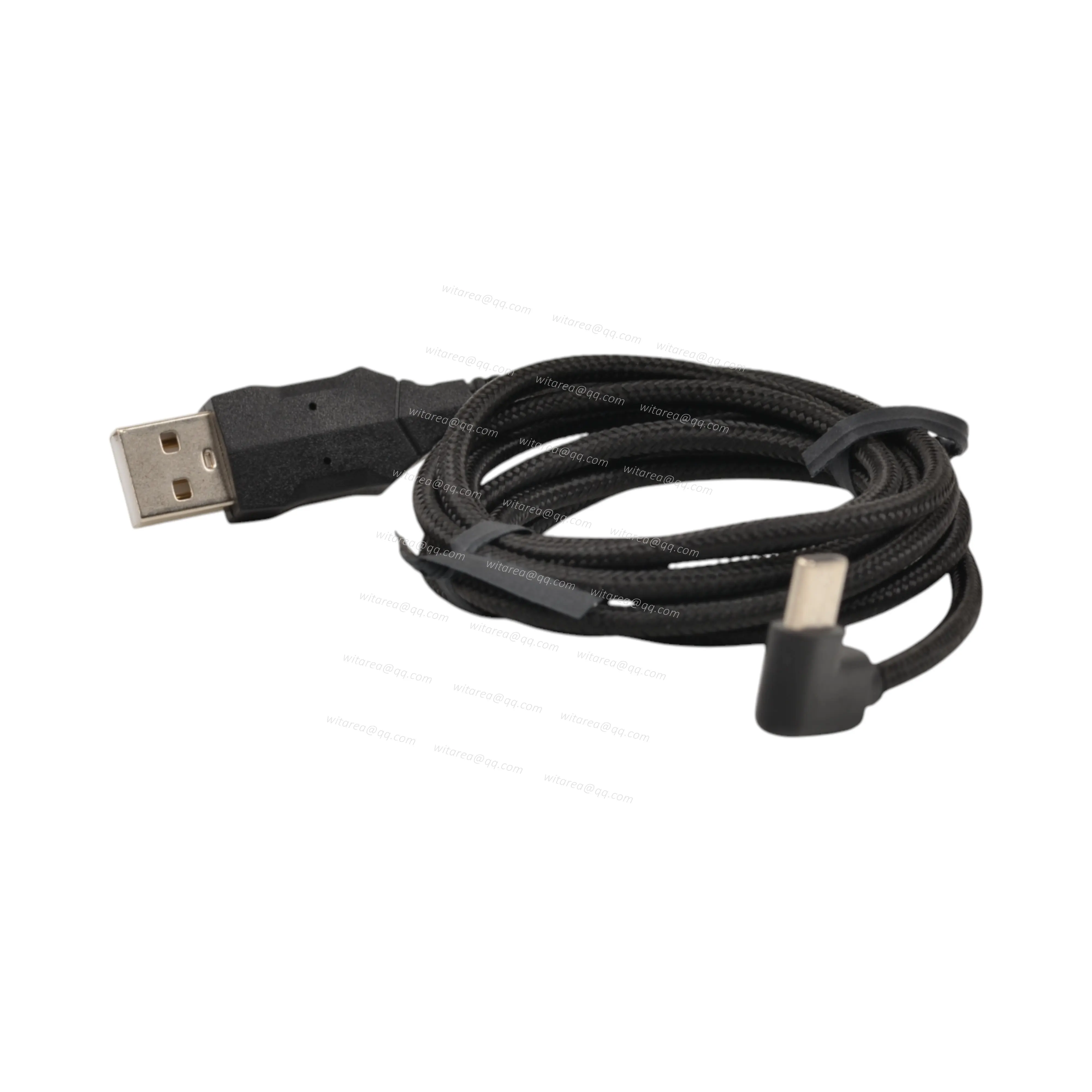 Right/left angled USB Type C male to USB AM cable with fabric braiding