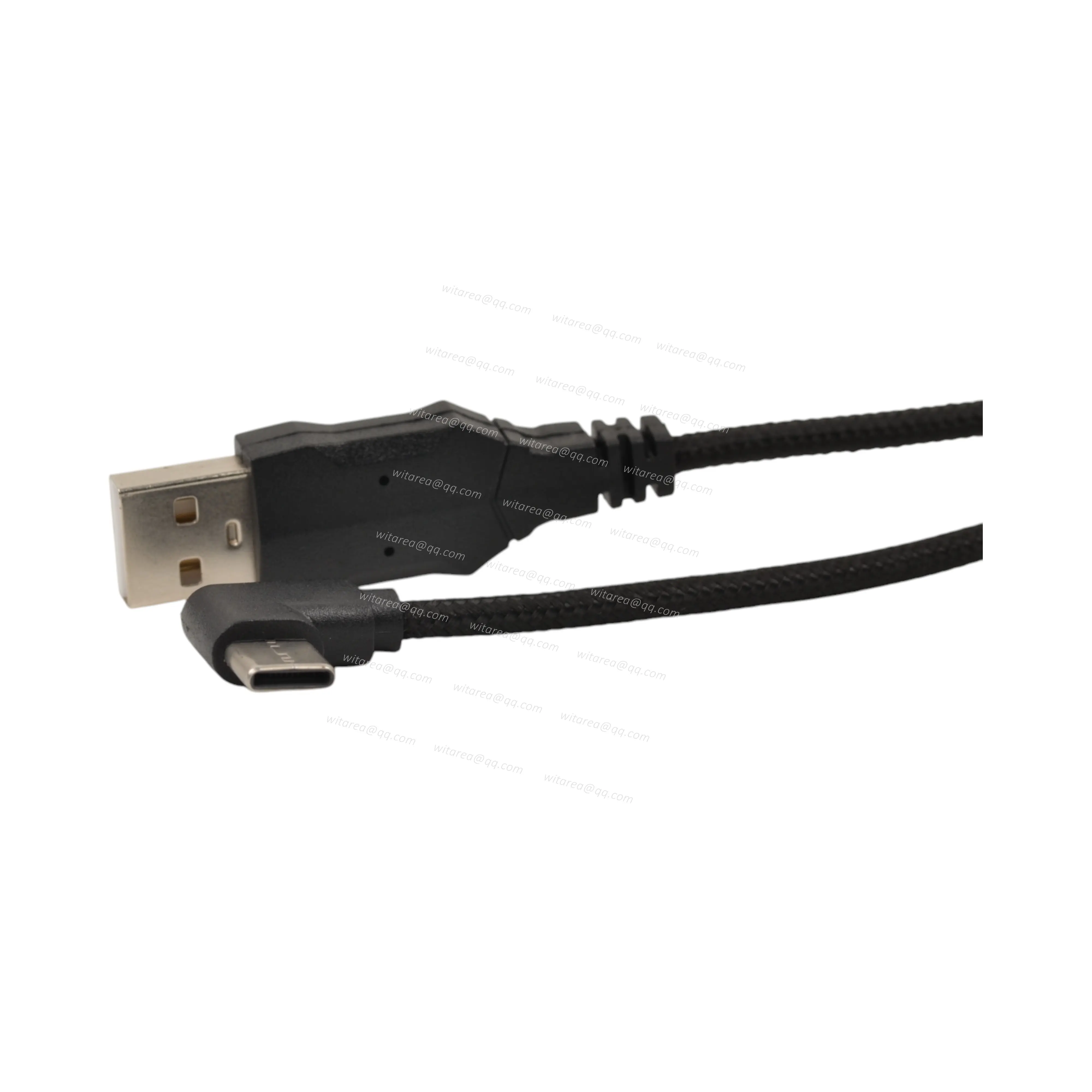 Right/left angled USB Type C male to USB AM cable with fabric braiding