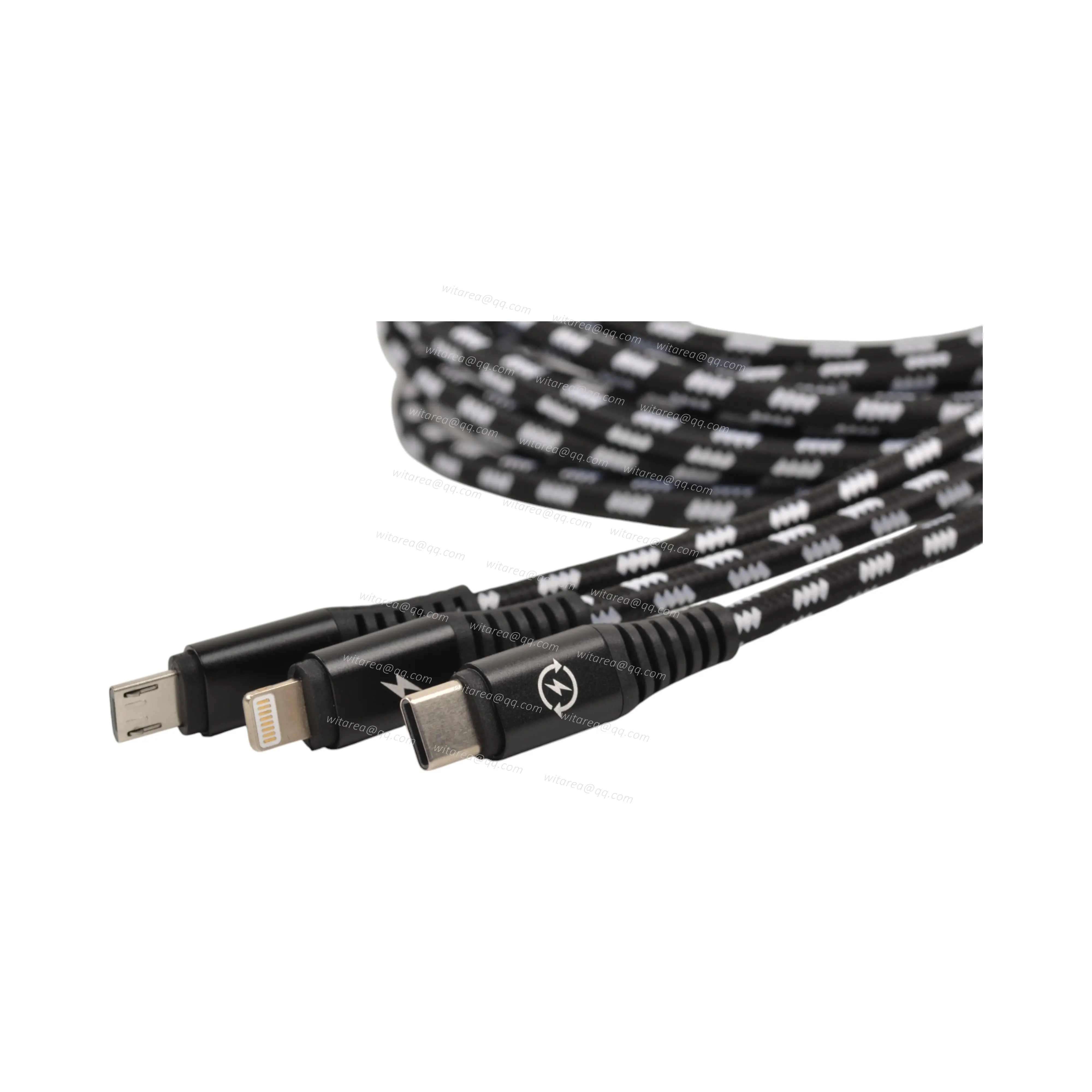 3 in 1 Charge Cable, USB AM To Type C Micro B iphone lightning cable