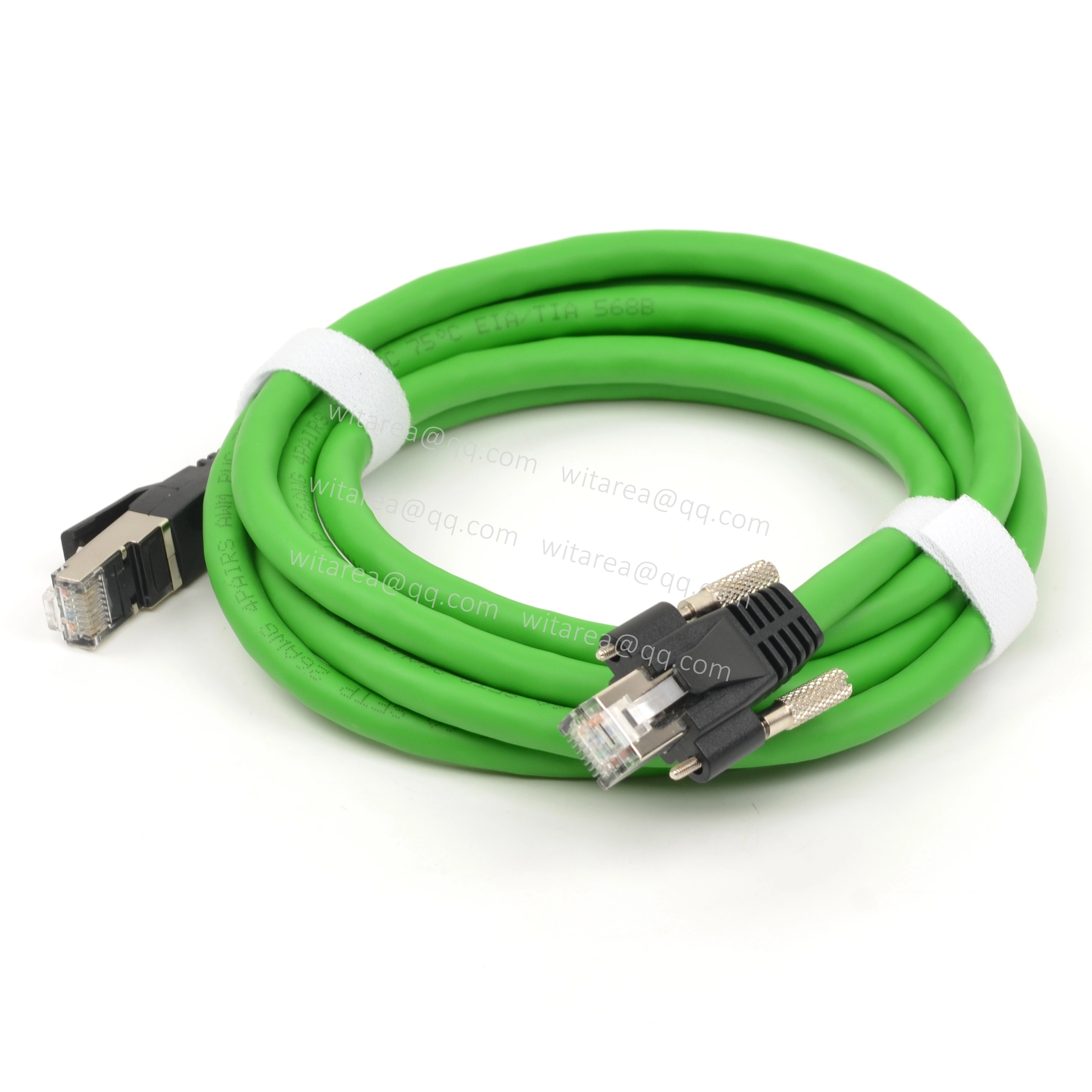 Industrial Ethernet connector cable with dual screw locking