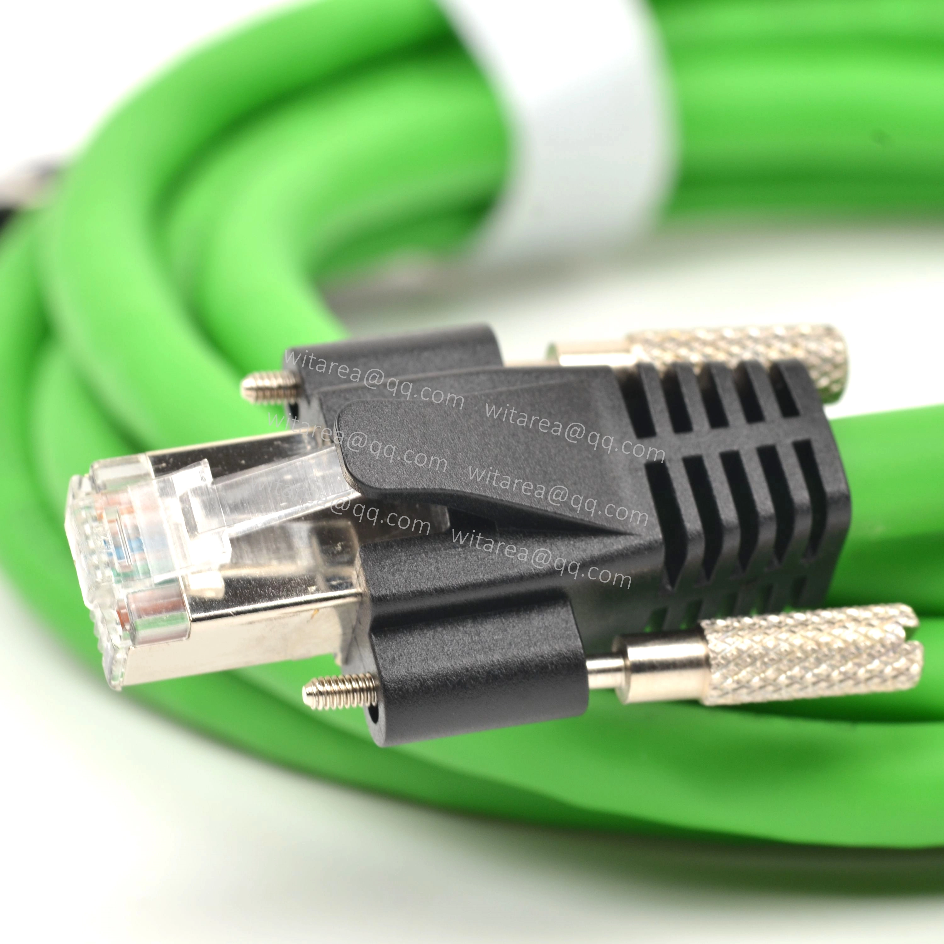 Industrial Ethernet connector cable with dual screw locking