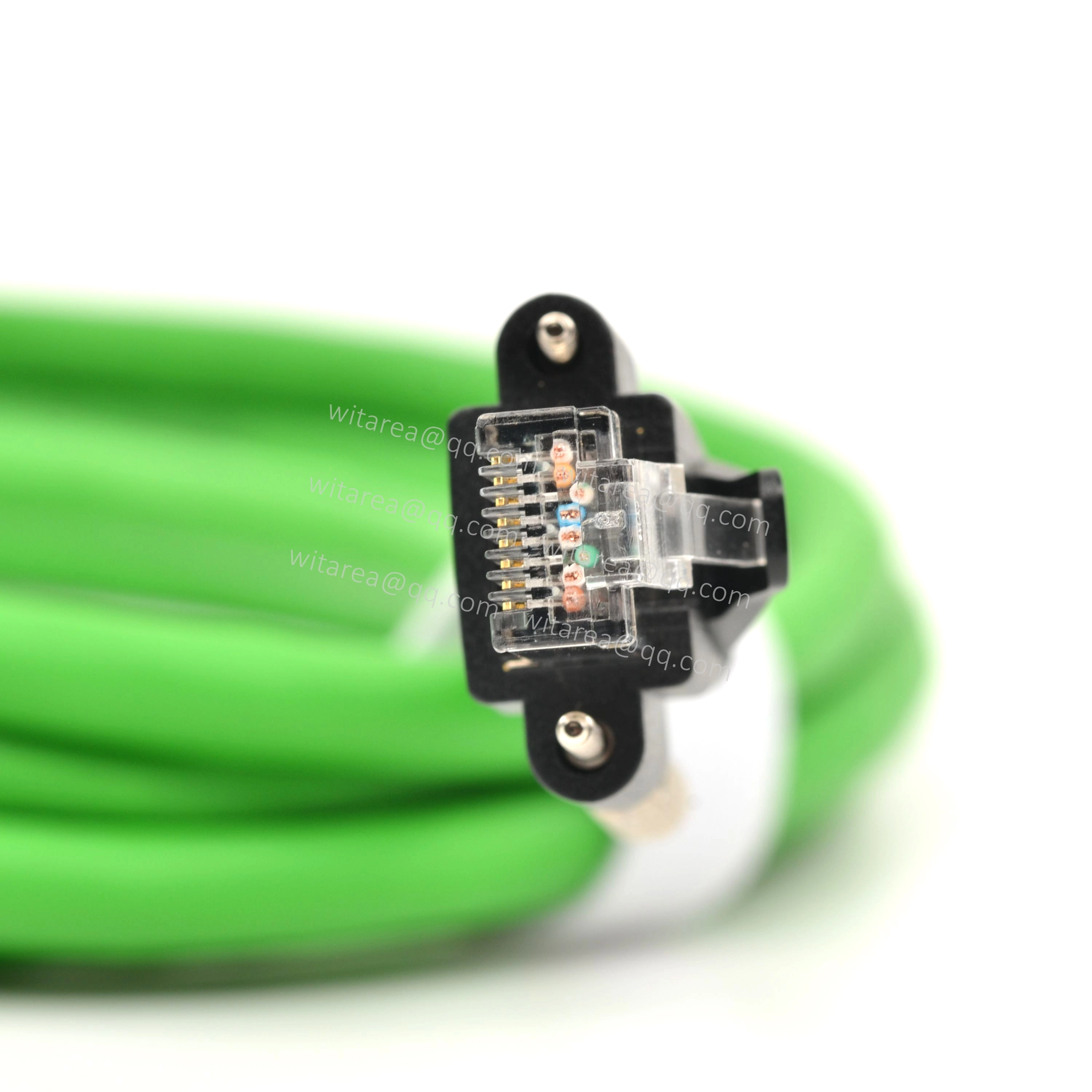 Industrial Ethernet connector cable with dual screw locking