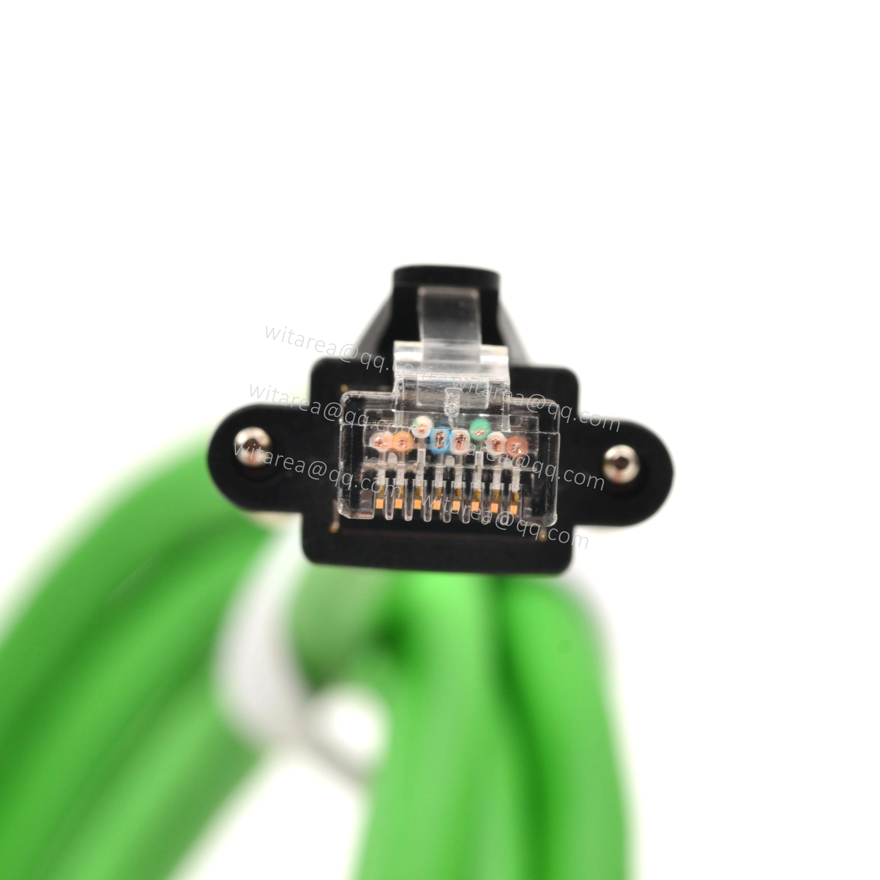 Industrial Ethernet connector cable with dual screw locking