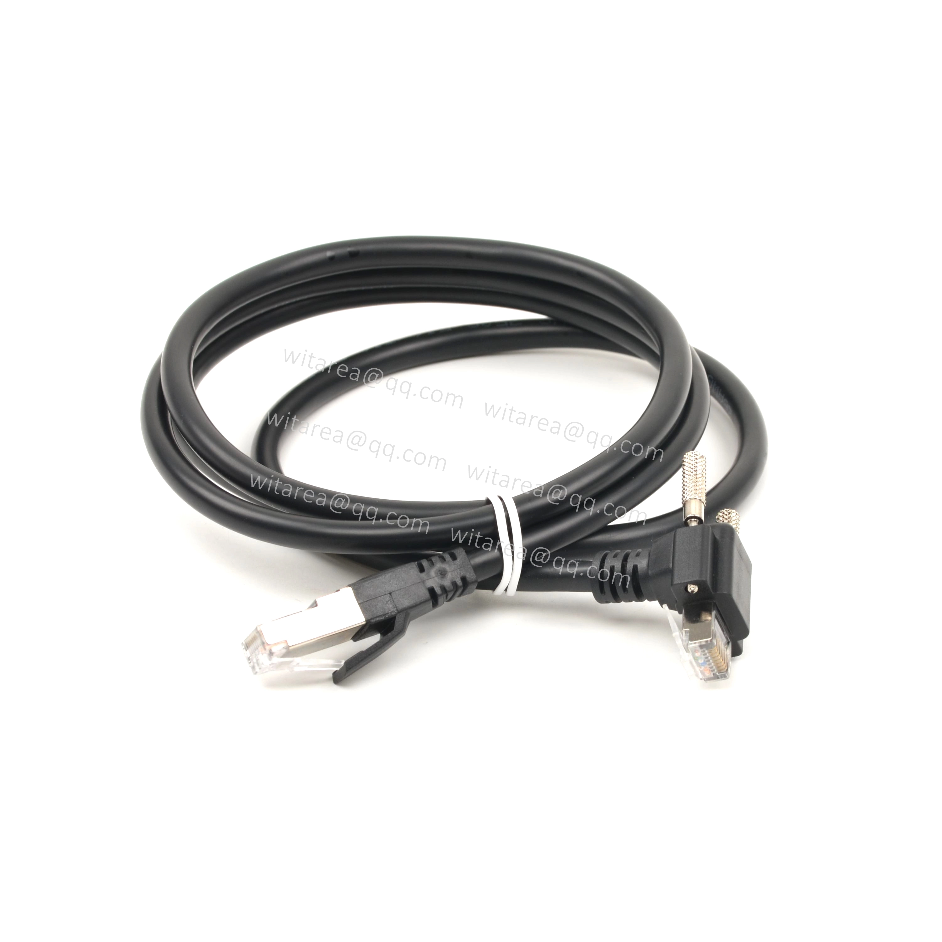 Down/up angled Cat8 Shielded Ethernet Patch Cable with dual screw locking