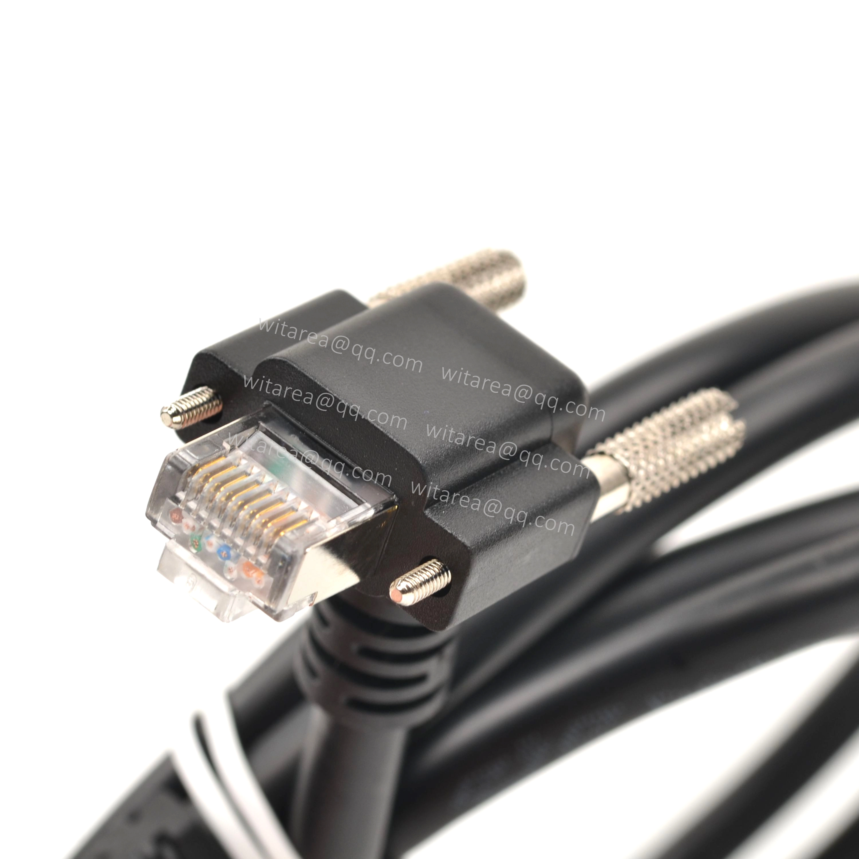 Down/up angled Cat8 Shielded Ethernet Patch Cable with dual screw locking