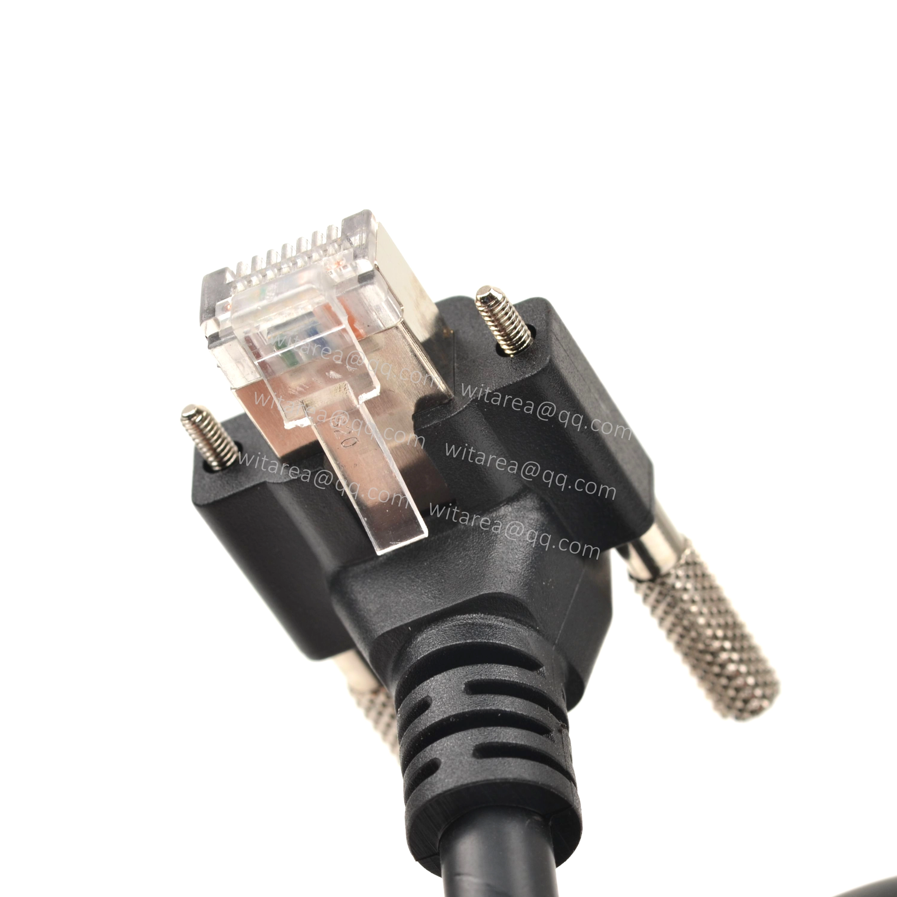 Down/up angled Cat8 Shielded Ethernet Patch Cable with dual screw locking