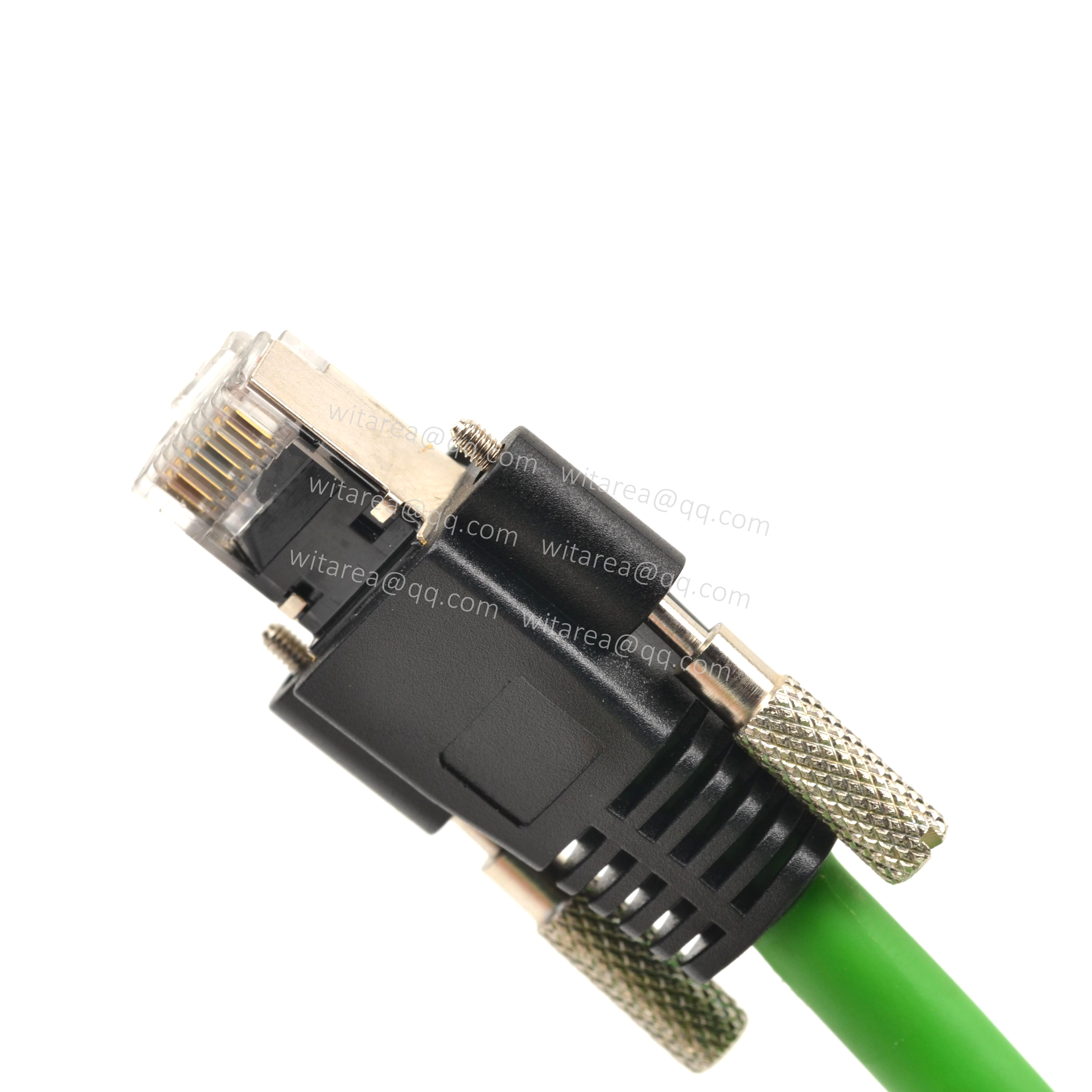 Industrial Ethernet connector cable with dual screw locking