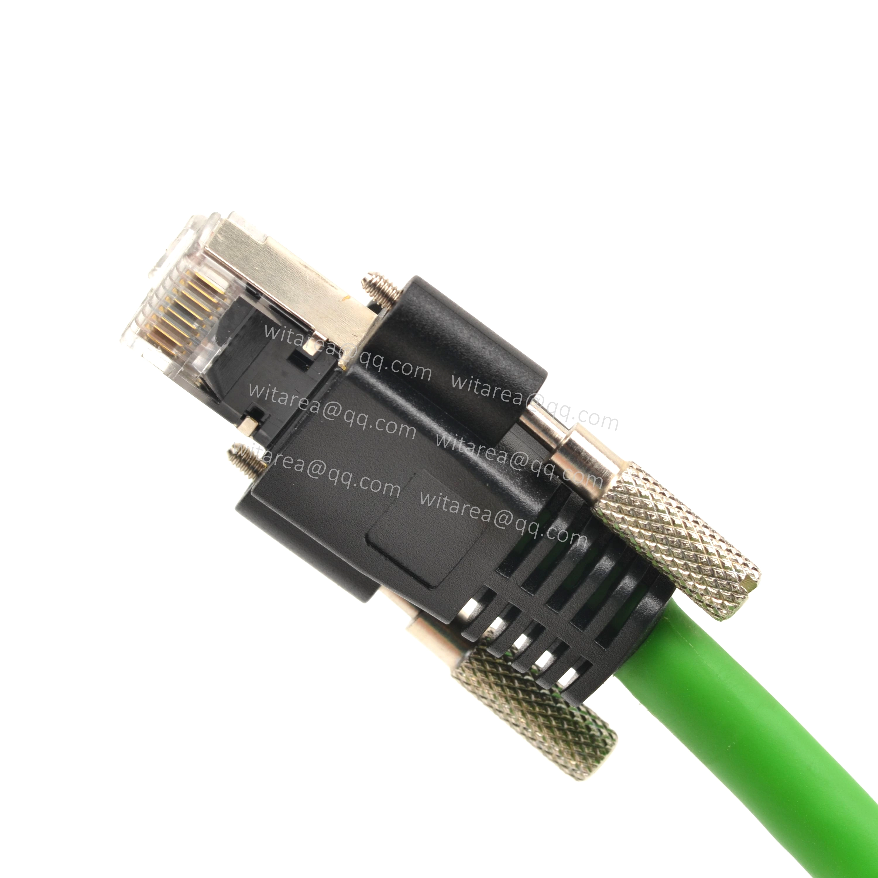 Industrial Ethernet connector cable with dual screw locking