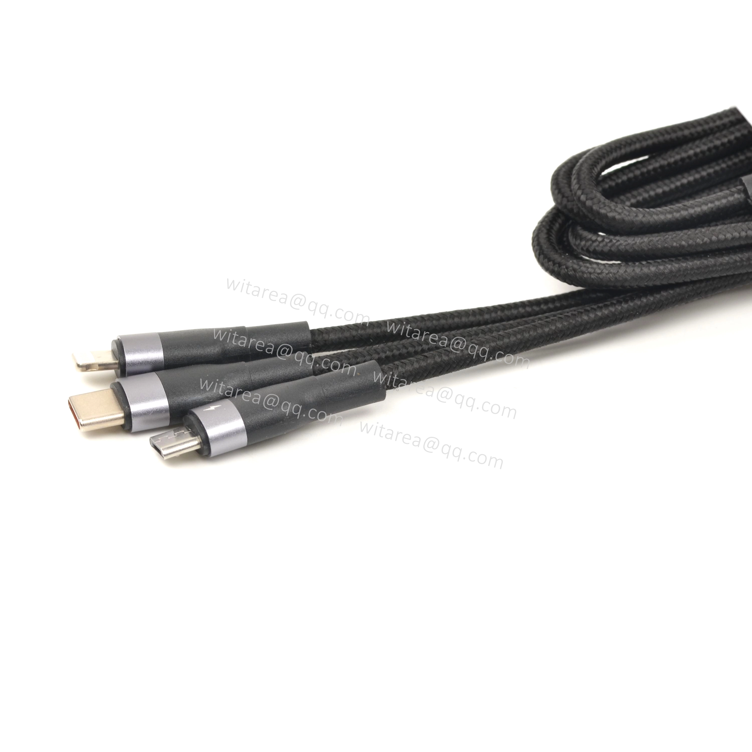 3 in 1 Charge Cable, USB AM To Type C Micro B Lightning cable