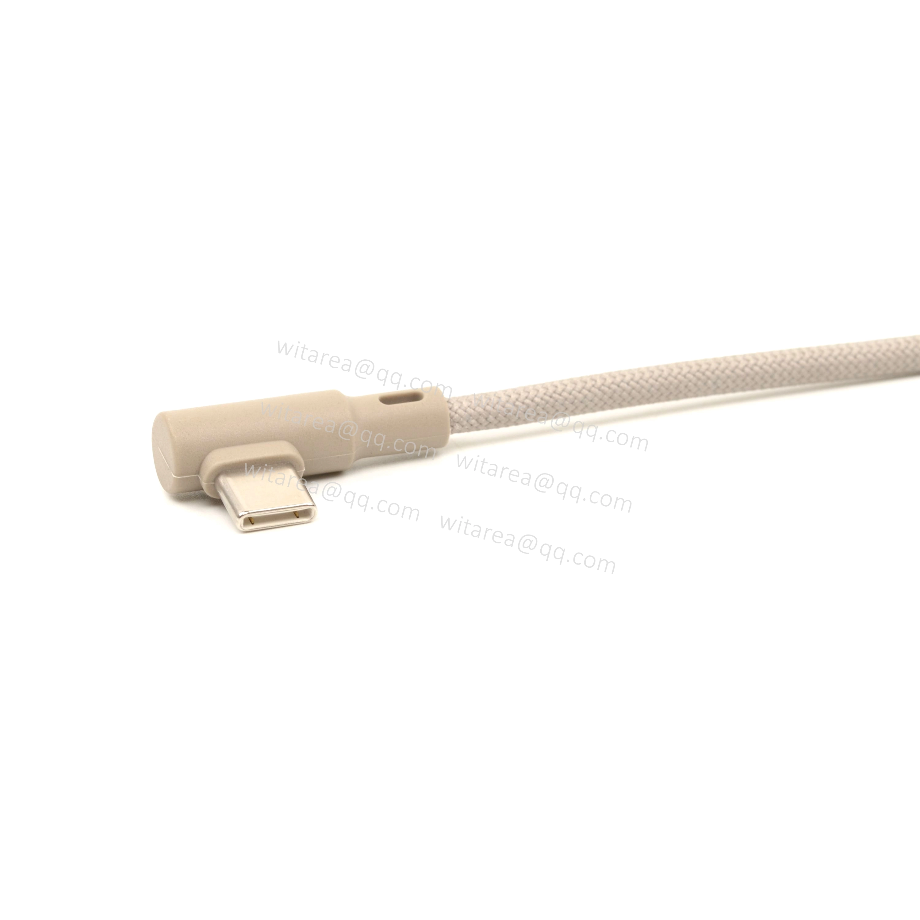 Right / Left angled USB Type C to USB Type C cable with fabric braiding