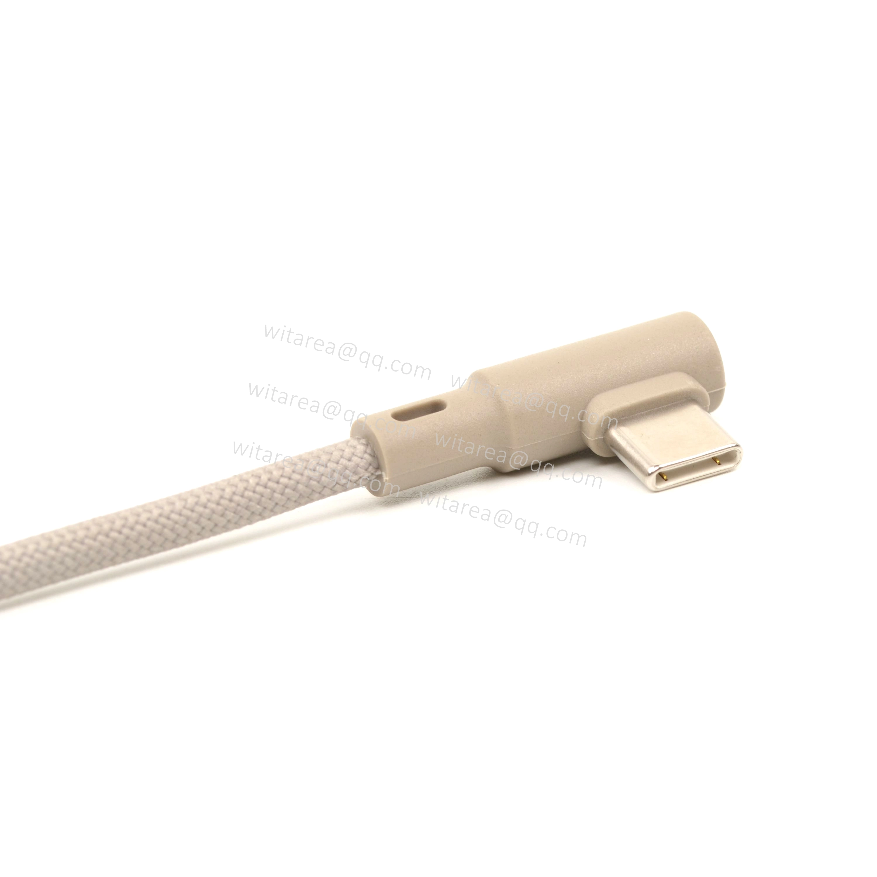 Right / Left angled USB Type C to USB Type C cable with fabric braiding