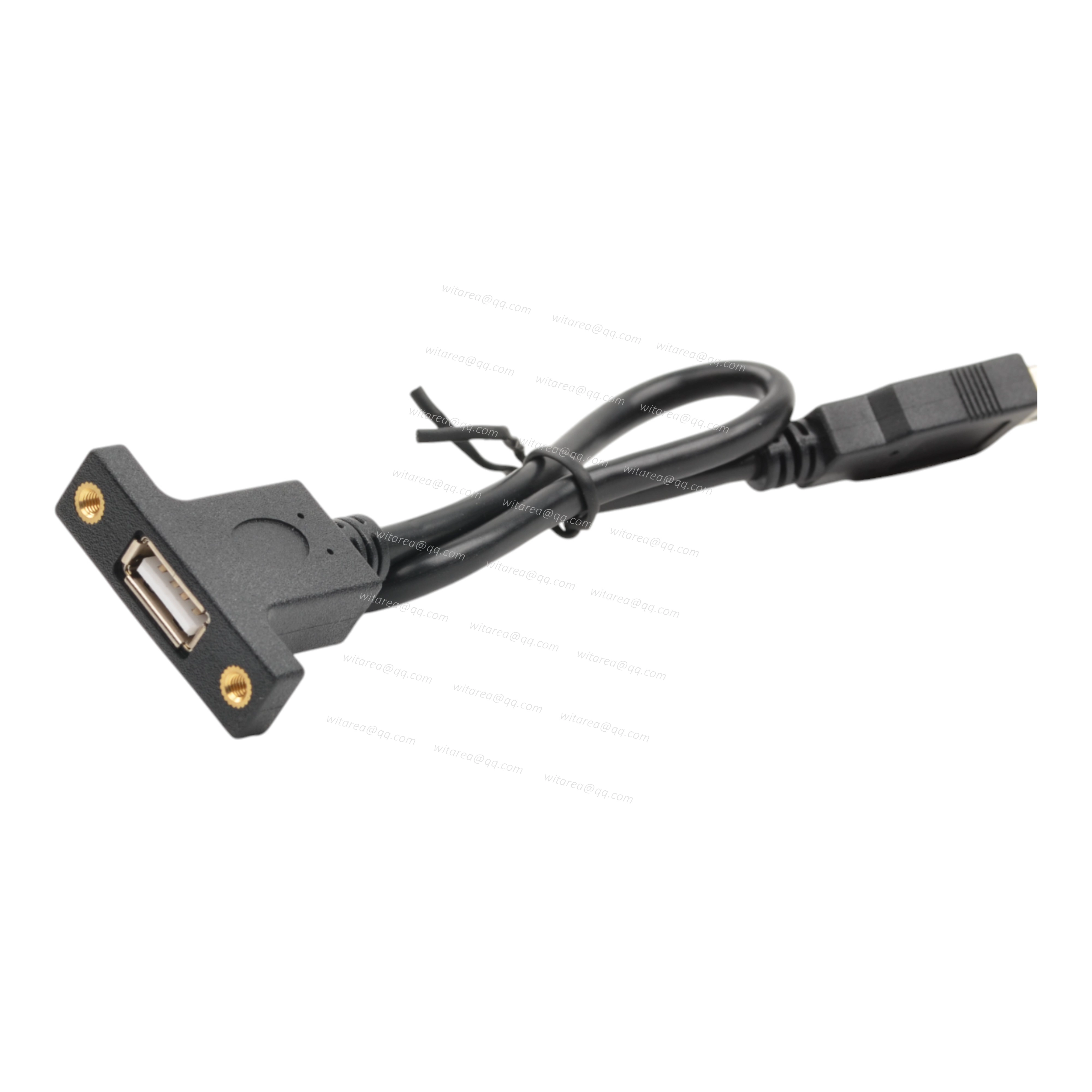 USB2.0 AM TO USB2.0 AF with screw nut panel mount cable