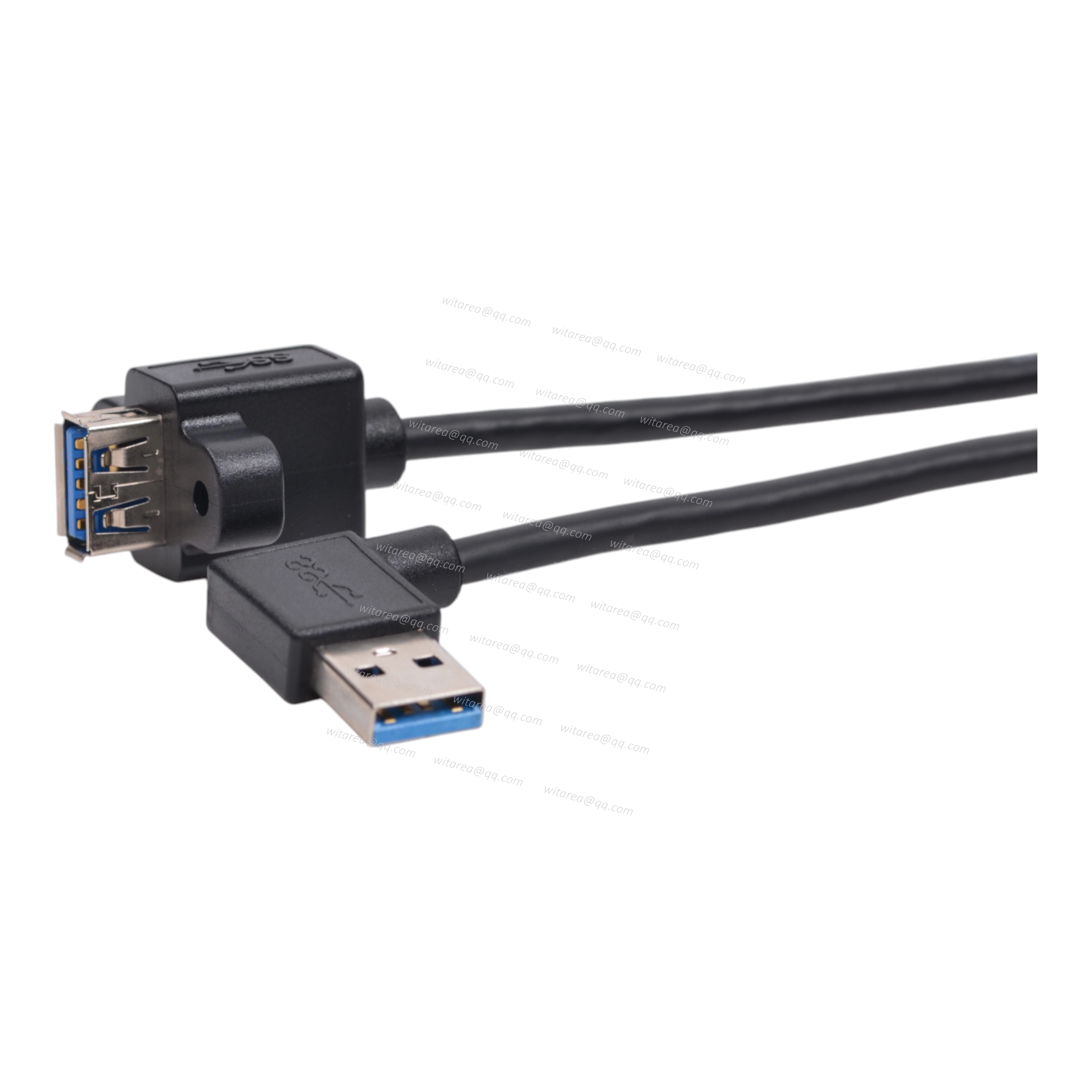 90 degree USB 3.0 AM to USB 3.0 AF panel mount cable