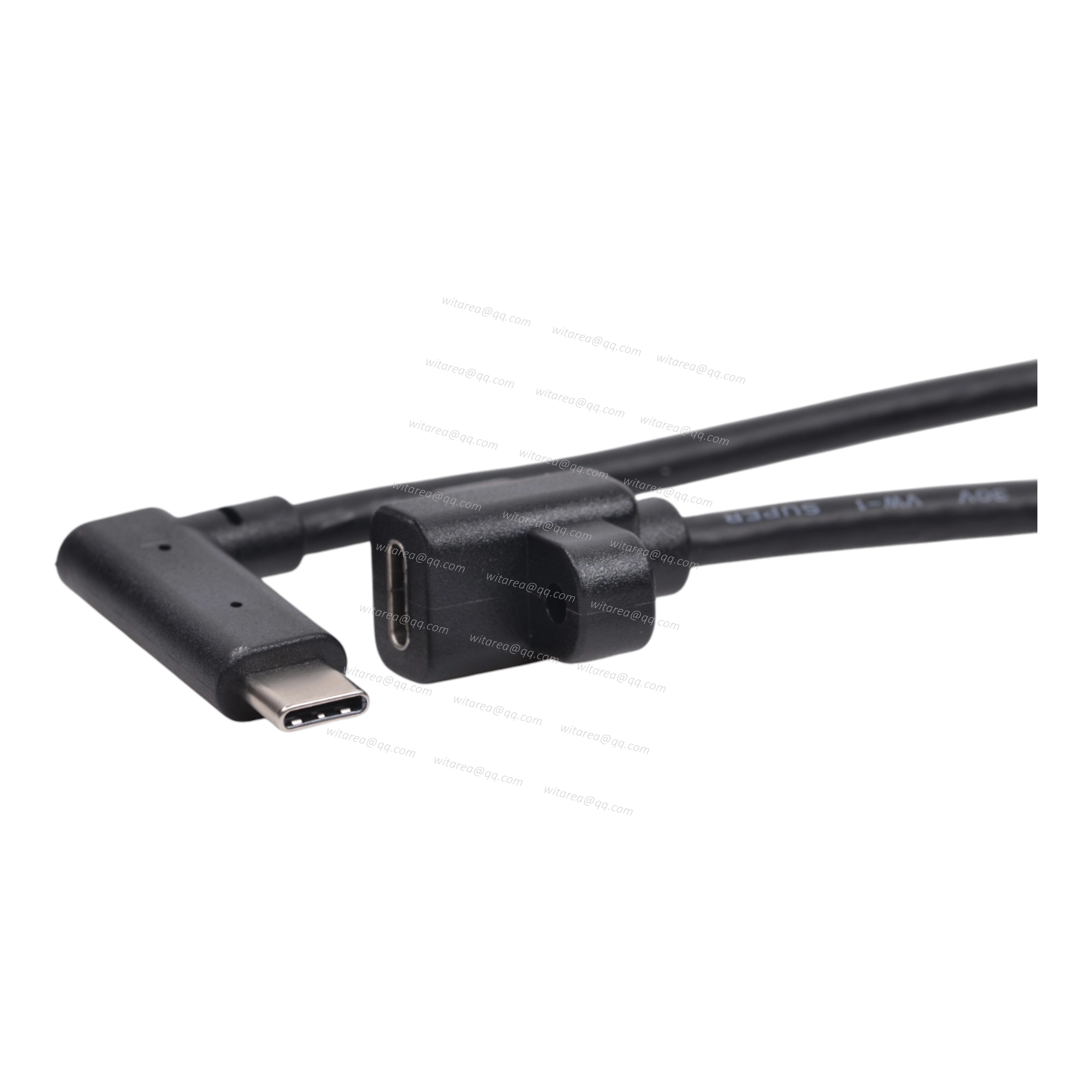Right angled USB 3.0 Type CM to USB 3.0 Type CF panel mount cable