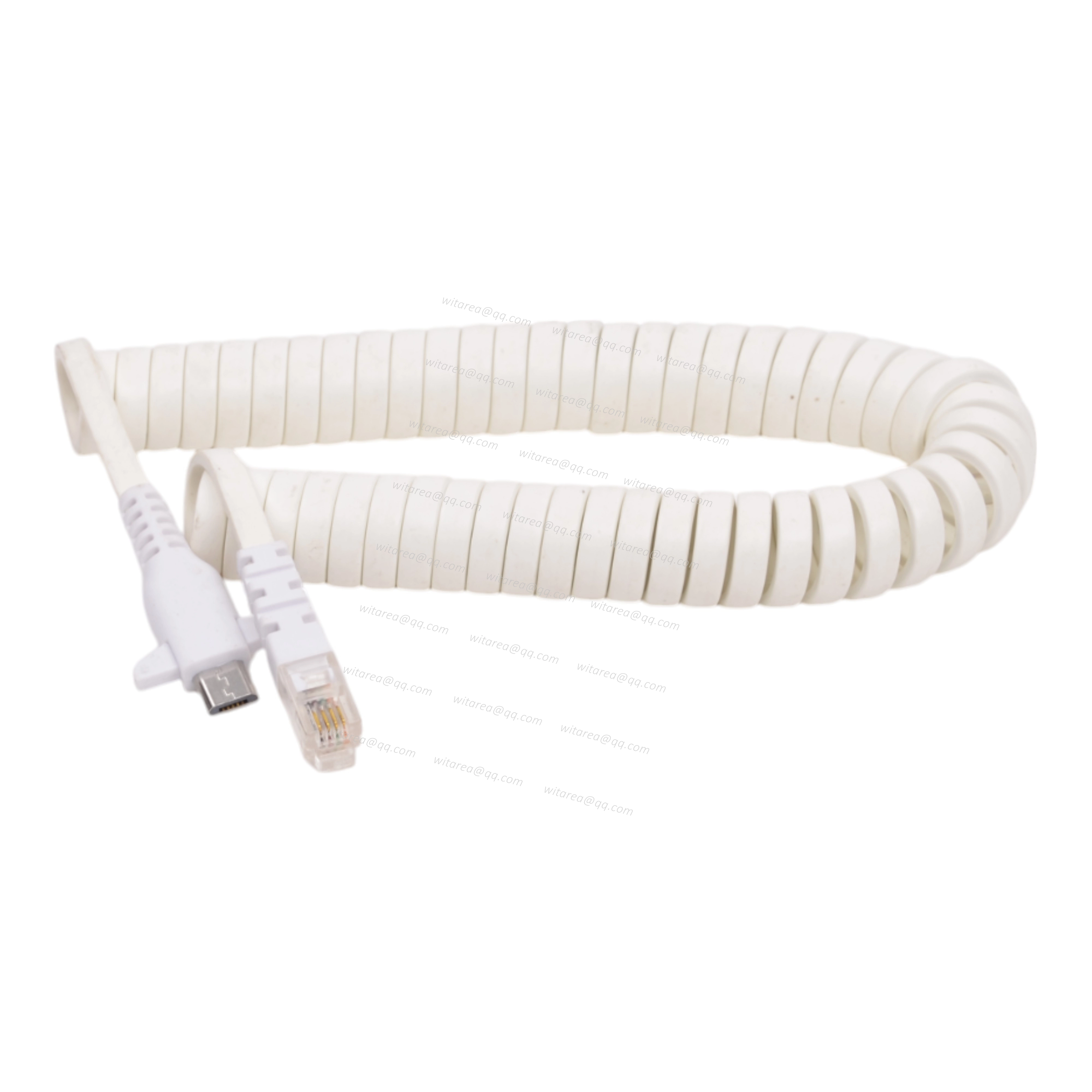 Delta wing USB 2.0 Micro B male to RJ11 coiled cable