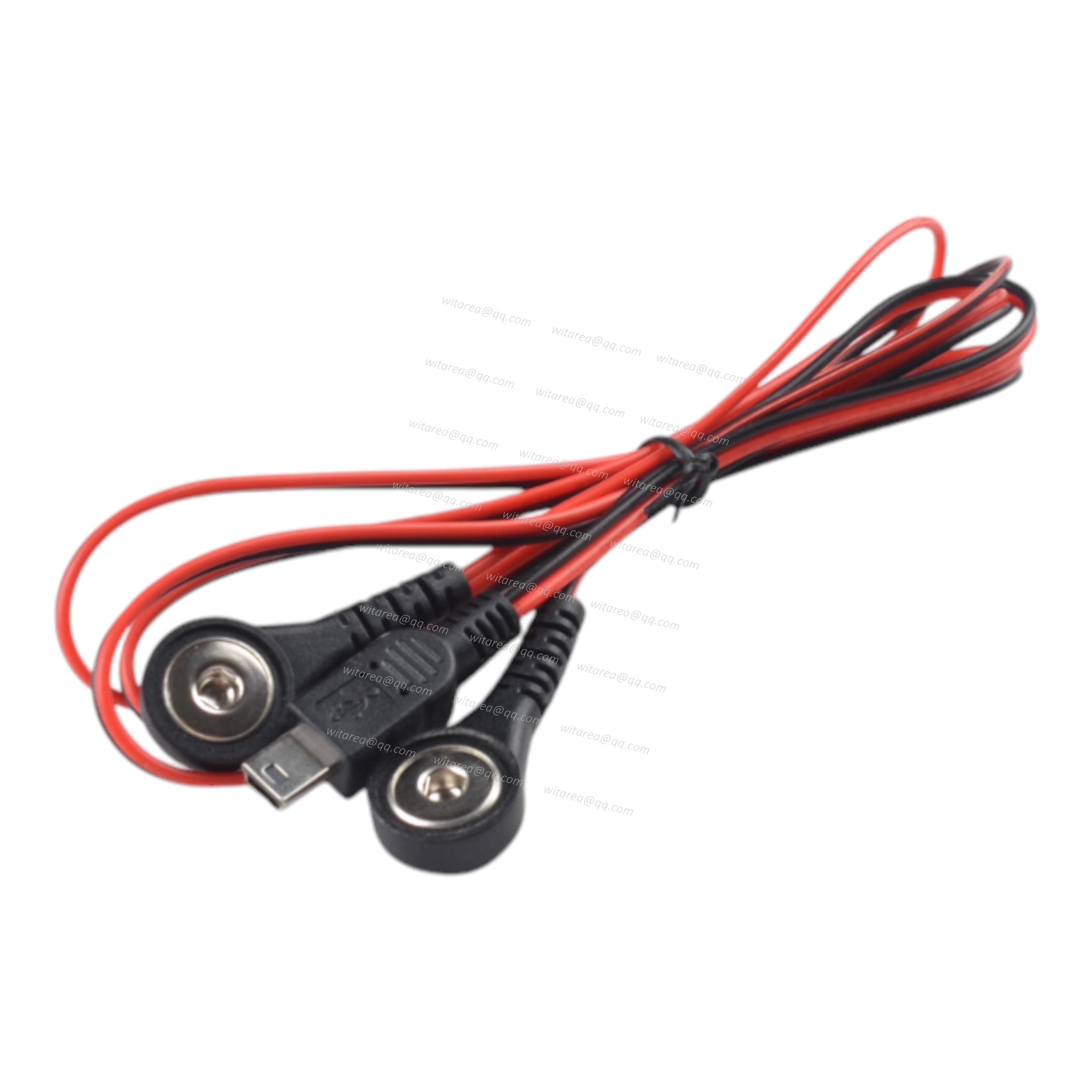2-Lead electrode snap to USB Mini-B cable