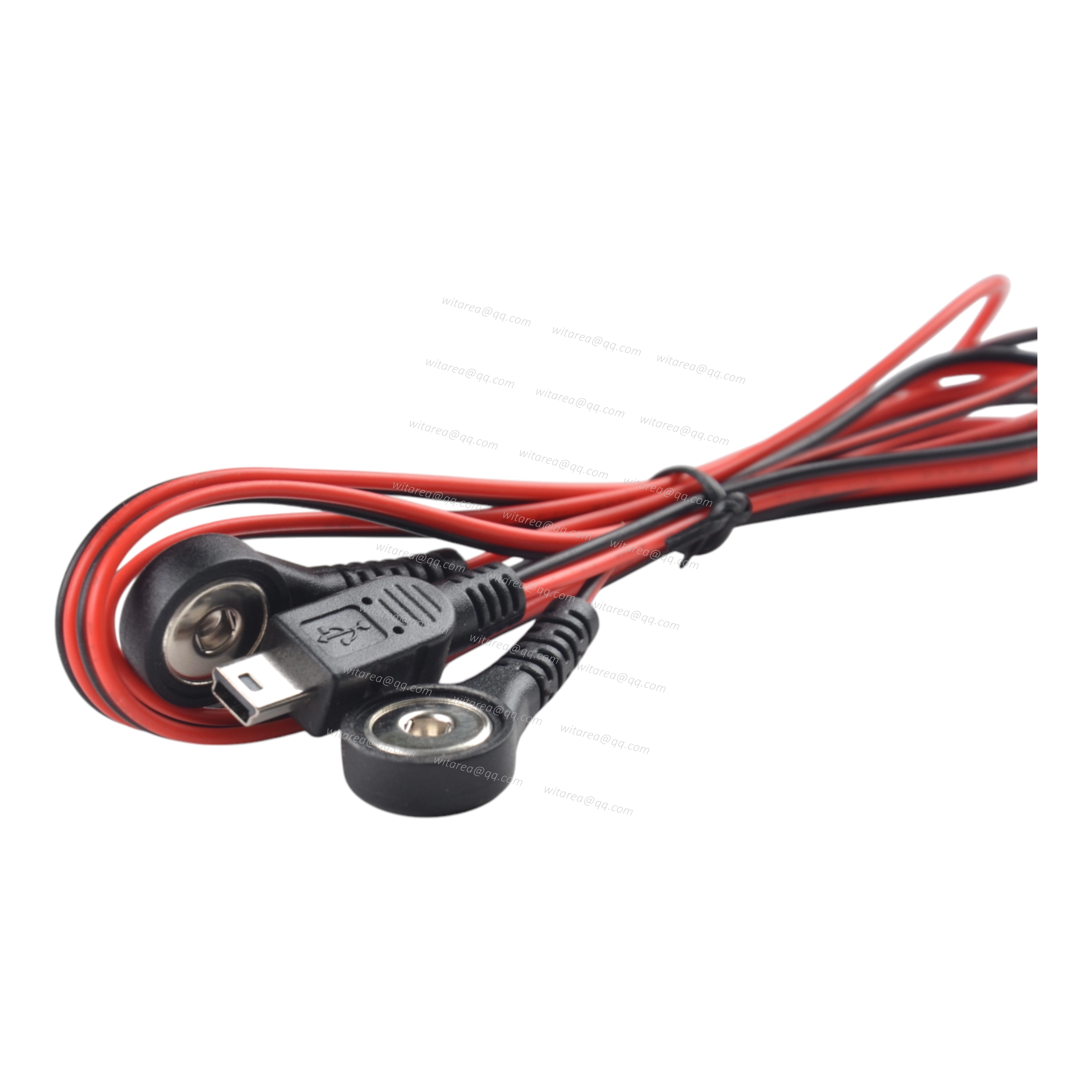 2-Lead electrode snap to USB Mini-B cable