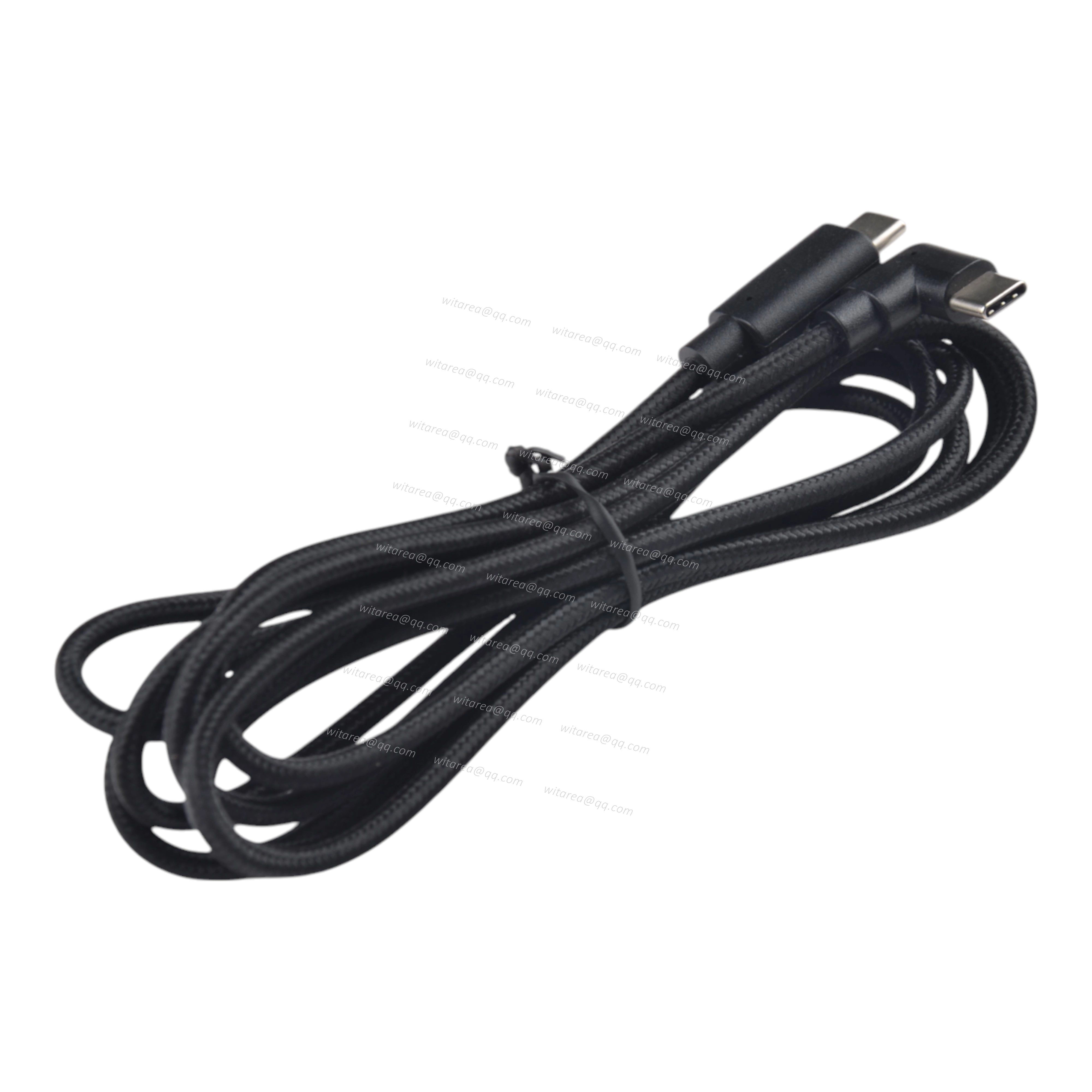 Fabric braided USB 2.0 Type C to angled Type C cable