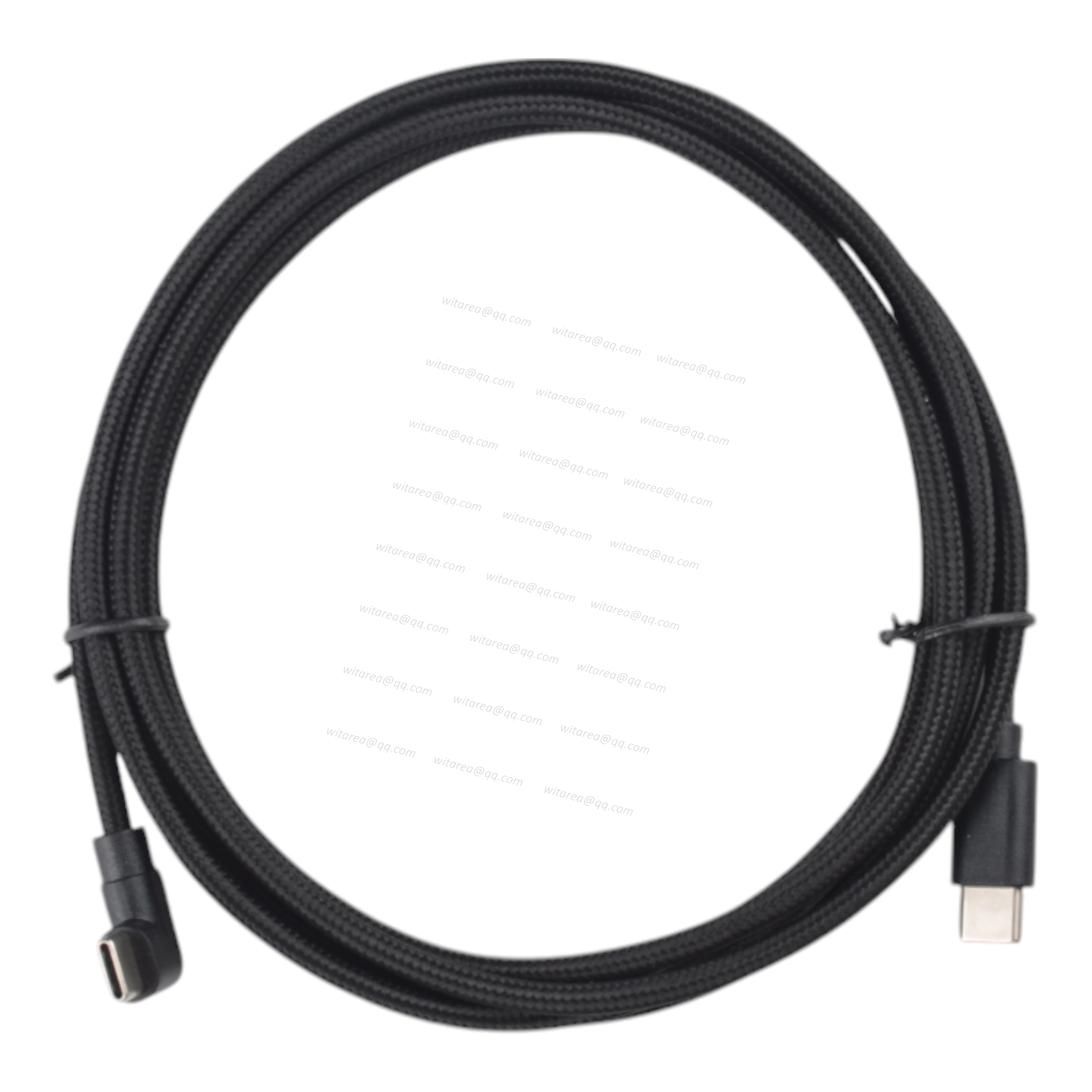 Fabric braided USB 2.0 Type C to angled Type C cable