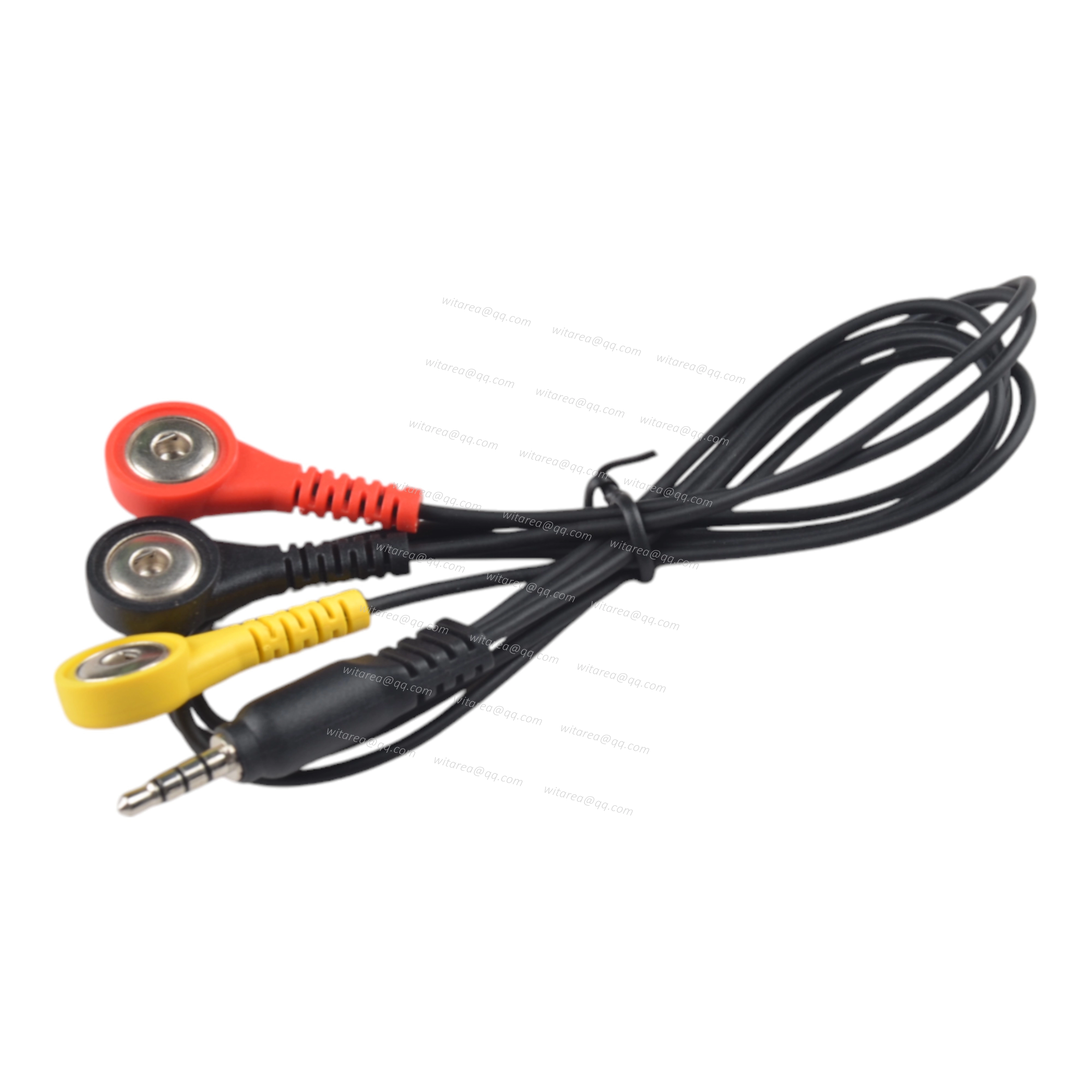 Custom 3.5mm Audio Jack to 3 leads electrode snap cable