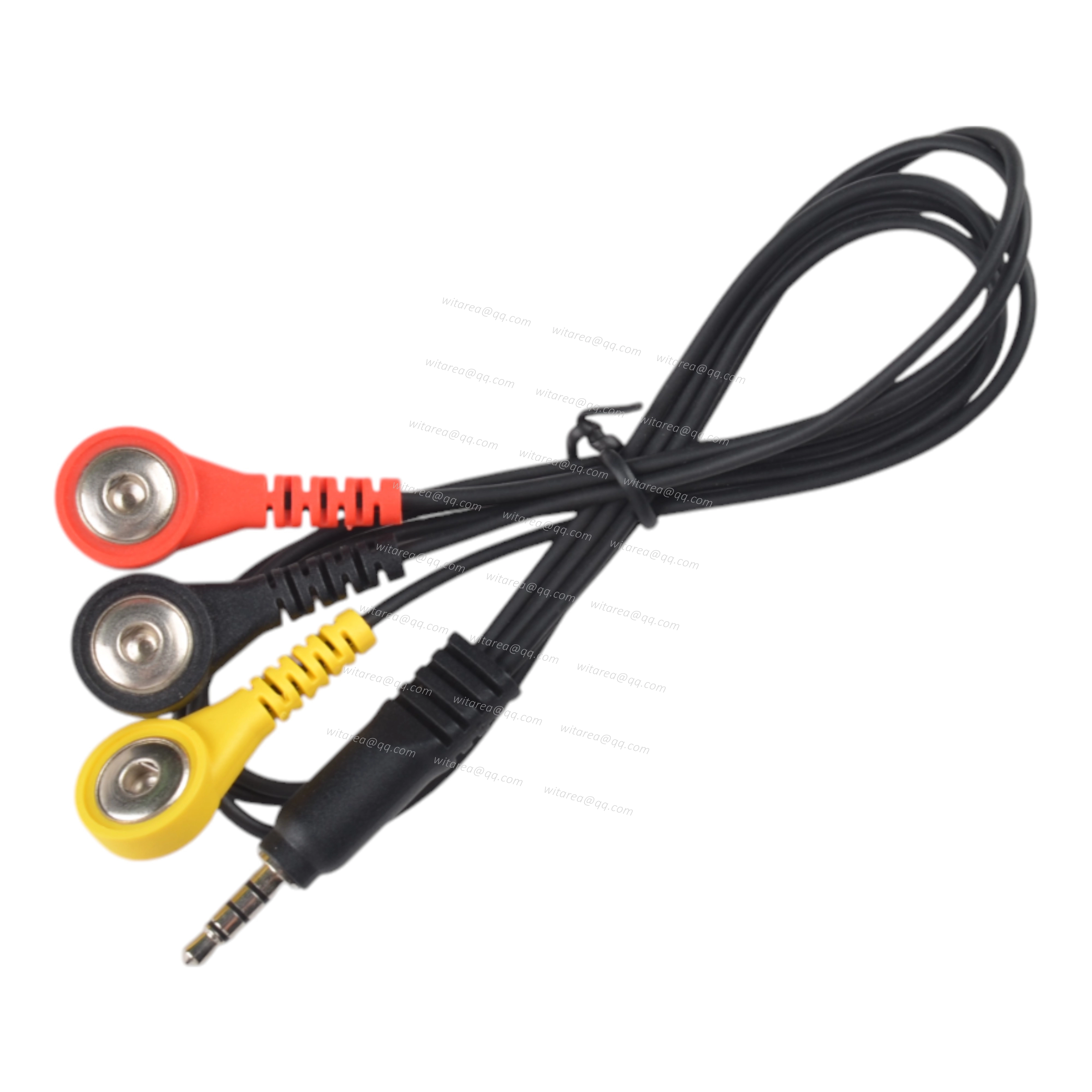 Custom 3.5mm Audio Jack to 3 leads electrode snap cable