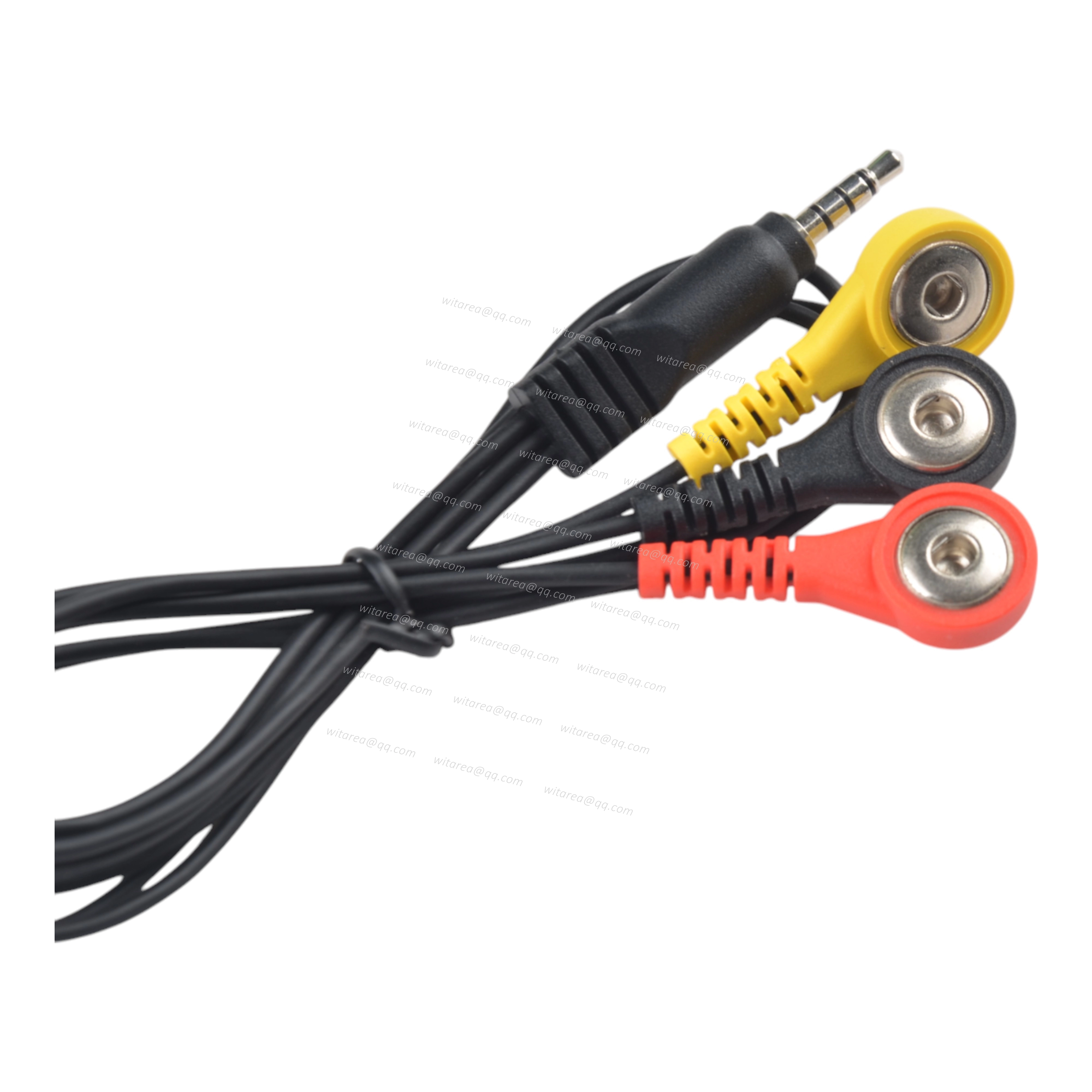 Custom 3.5mm Audio Jack to 3 leads electrode snap cable