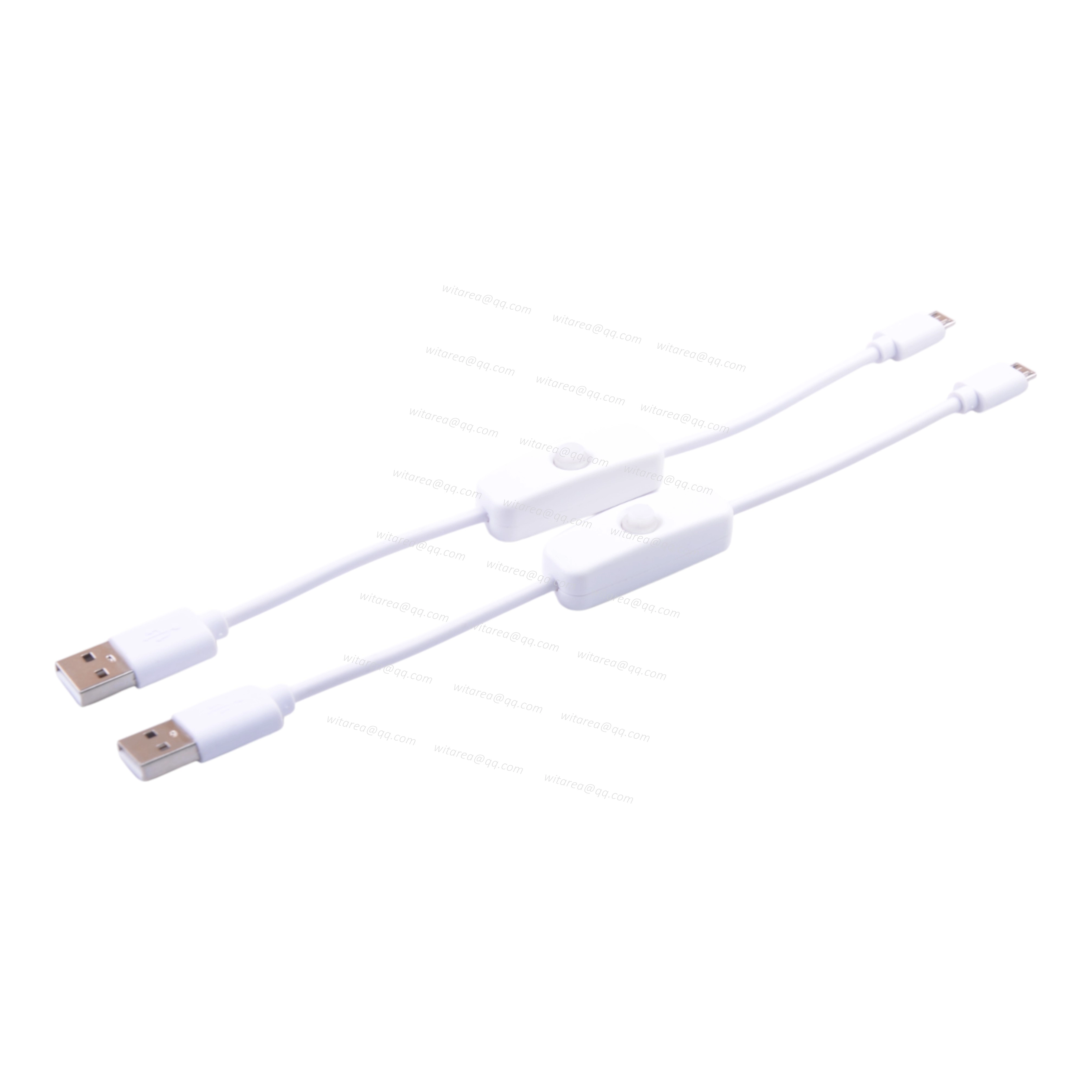 USB-A male to Micro-B male cable with on/off switch