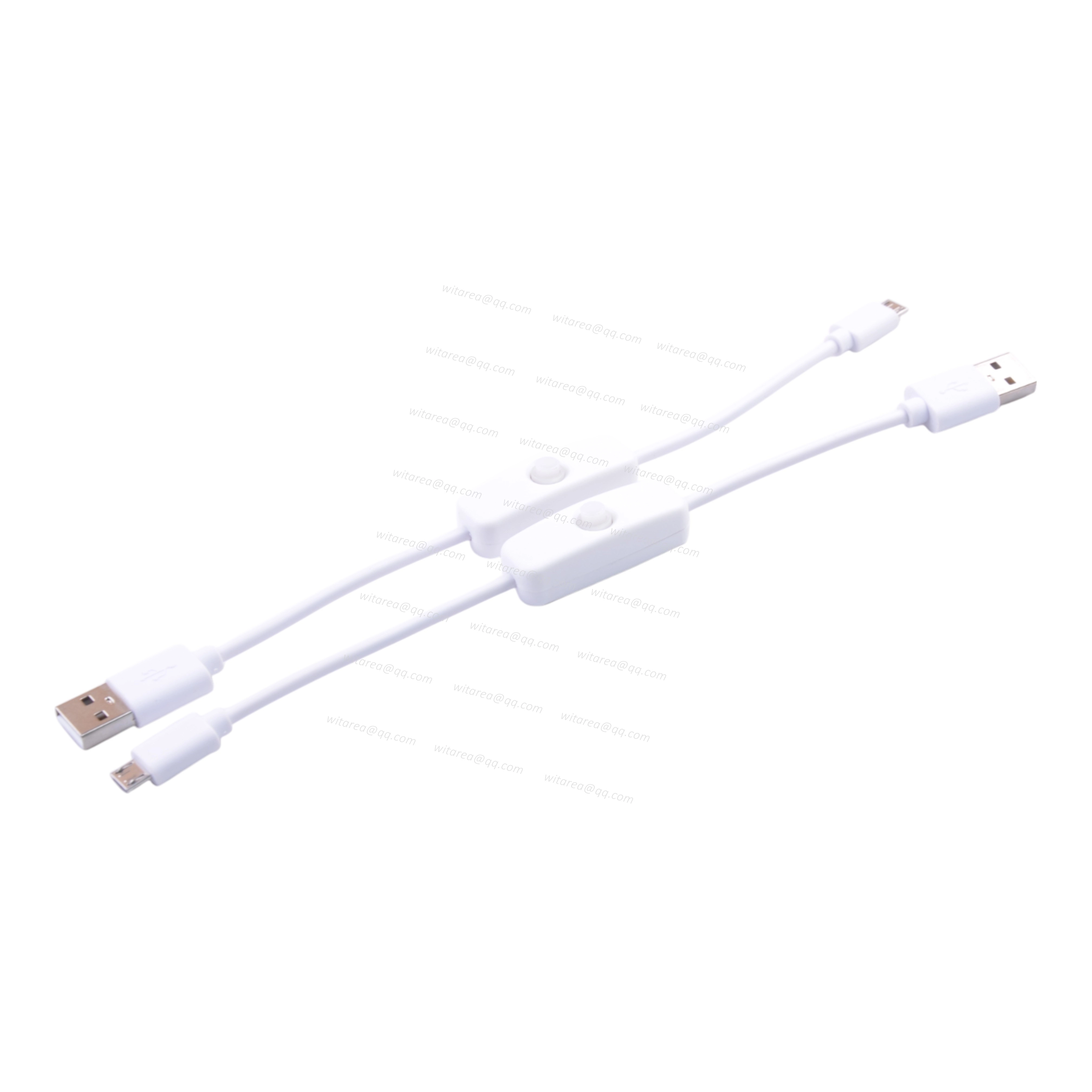 USB-A male to Micro-B male cable with on/off switch