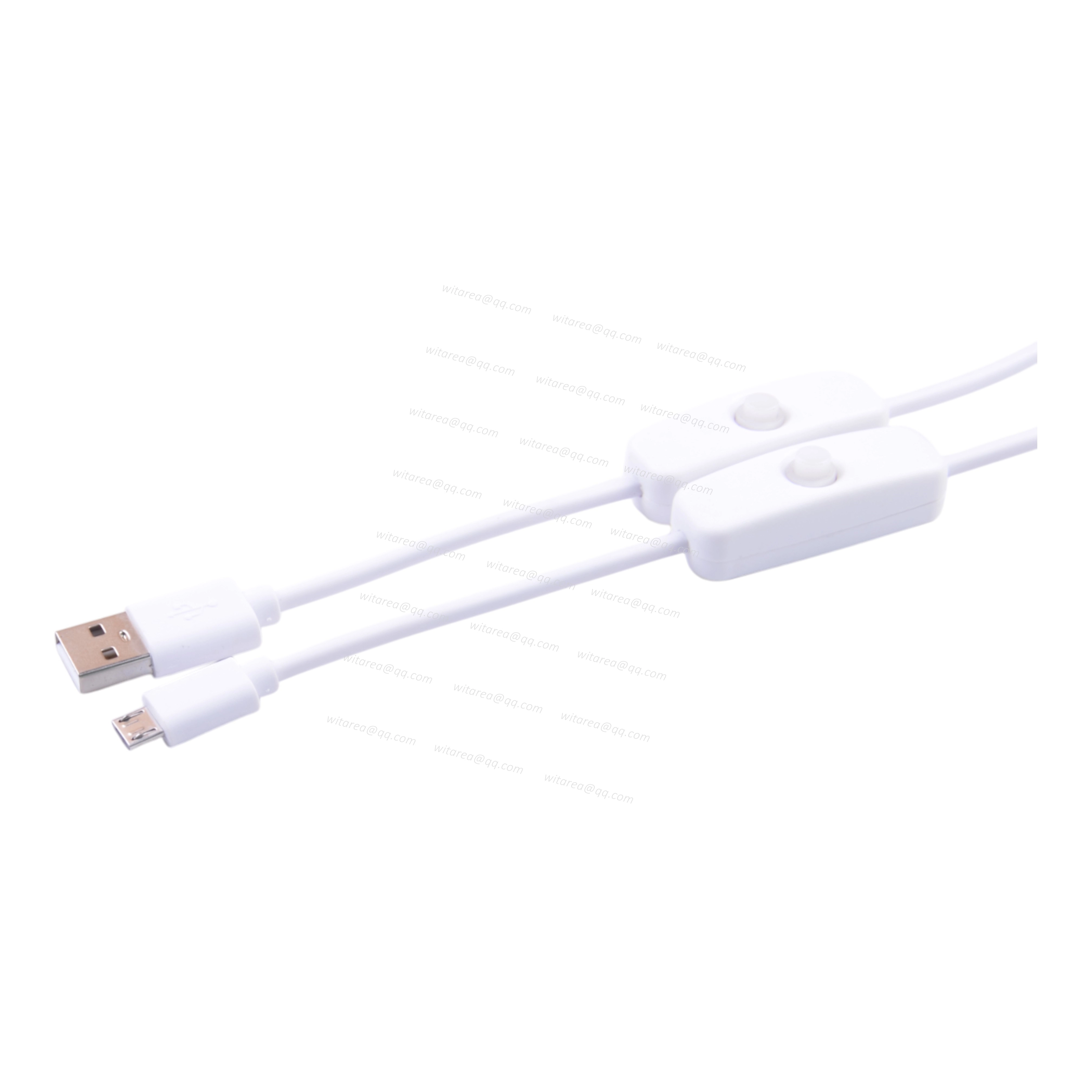 USB-A male to Micro-B male cable with on/off switch