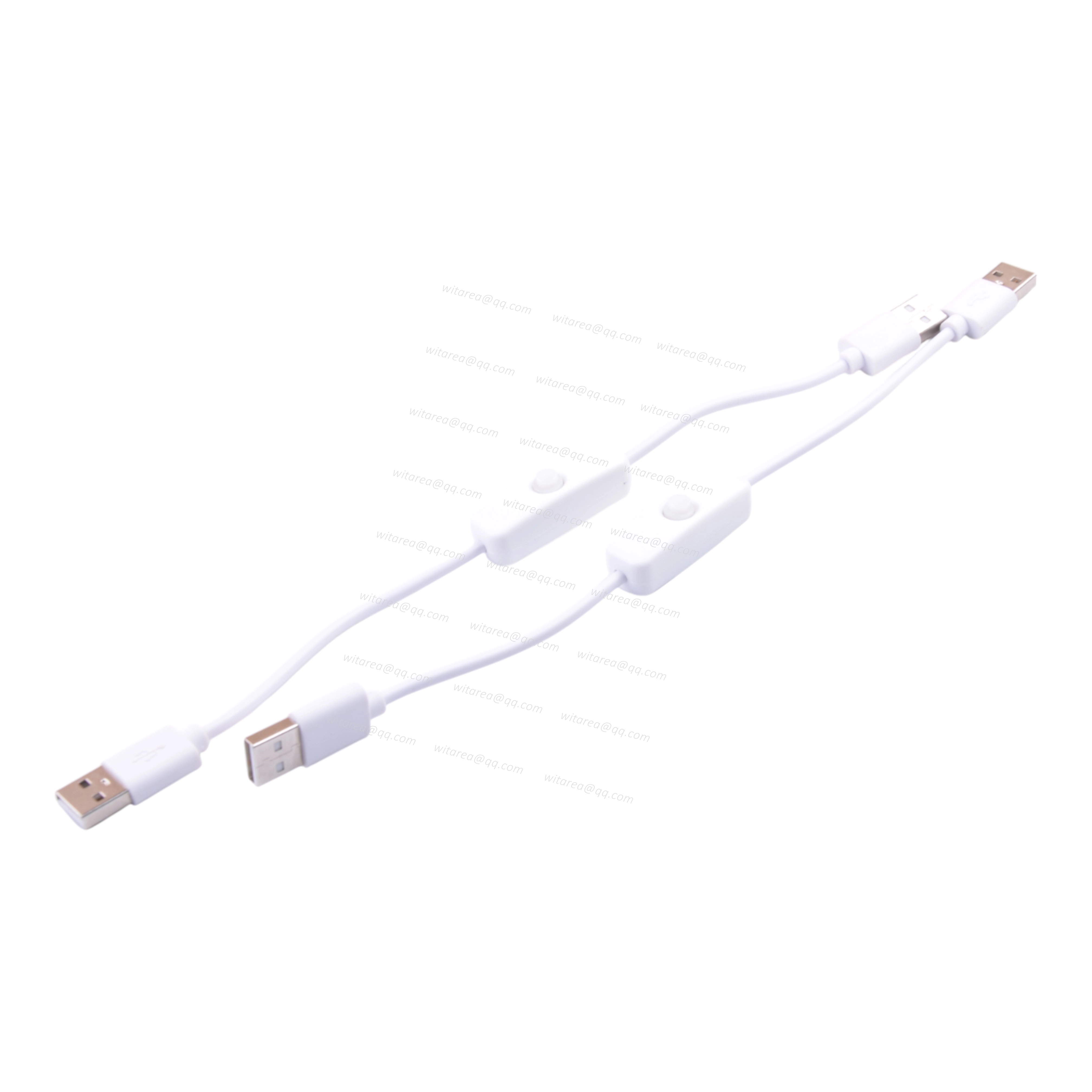 USB-A male to USB A male extension cable with on/off switch
