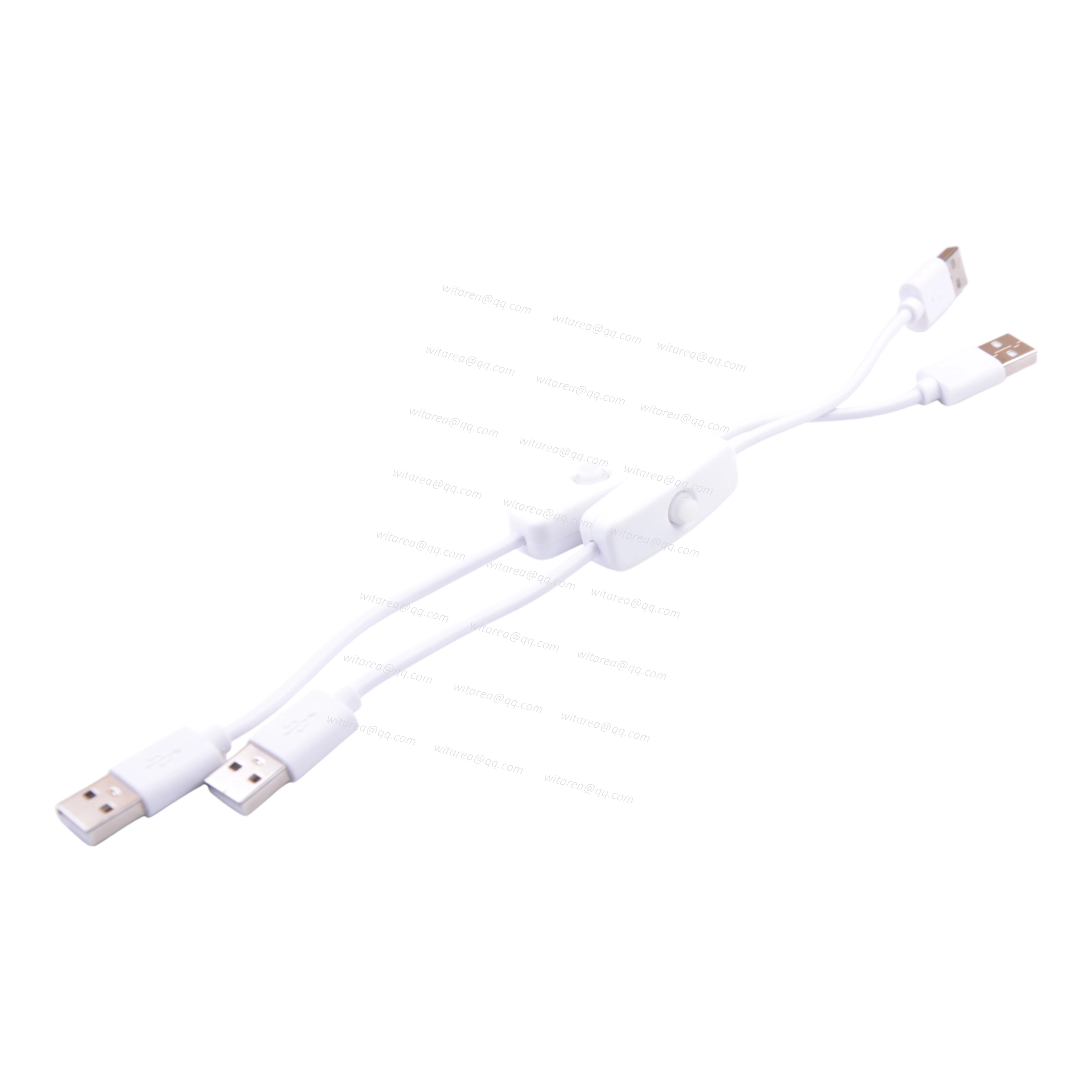 USB-A male to USB A male extension cable with on/off switch
