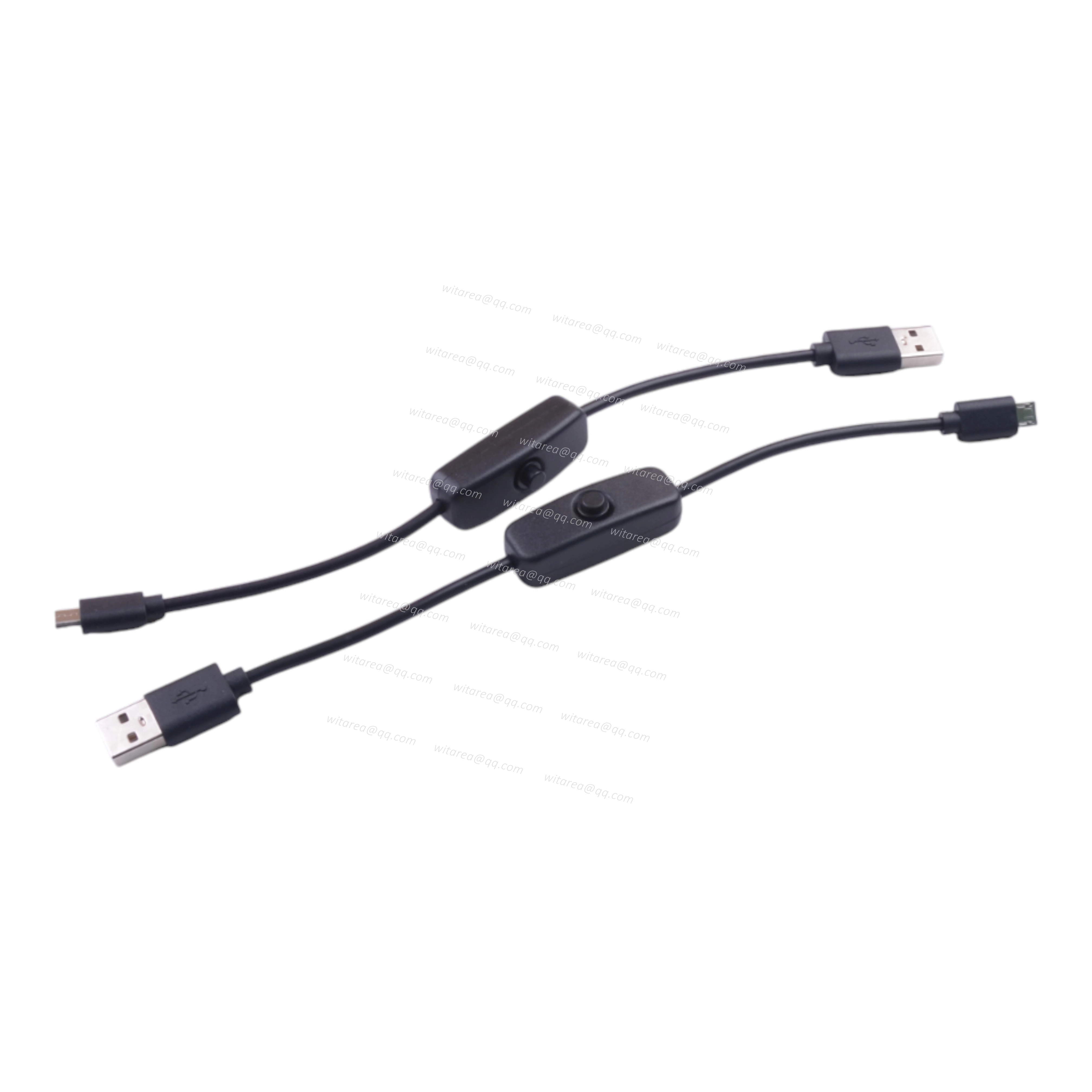USB-A male to Micro-B male extension cable with on/off switch