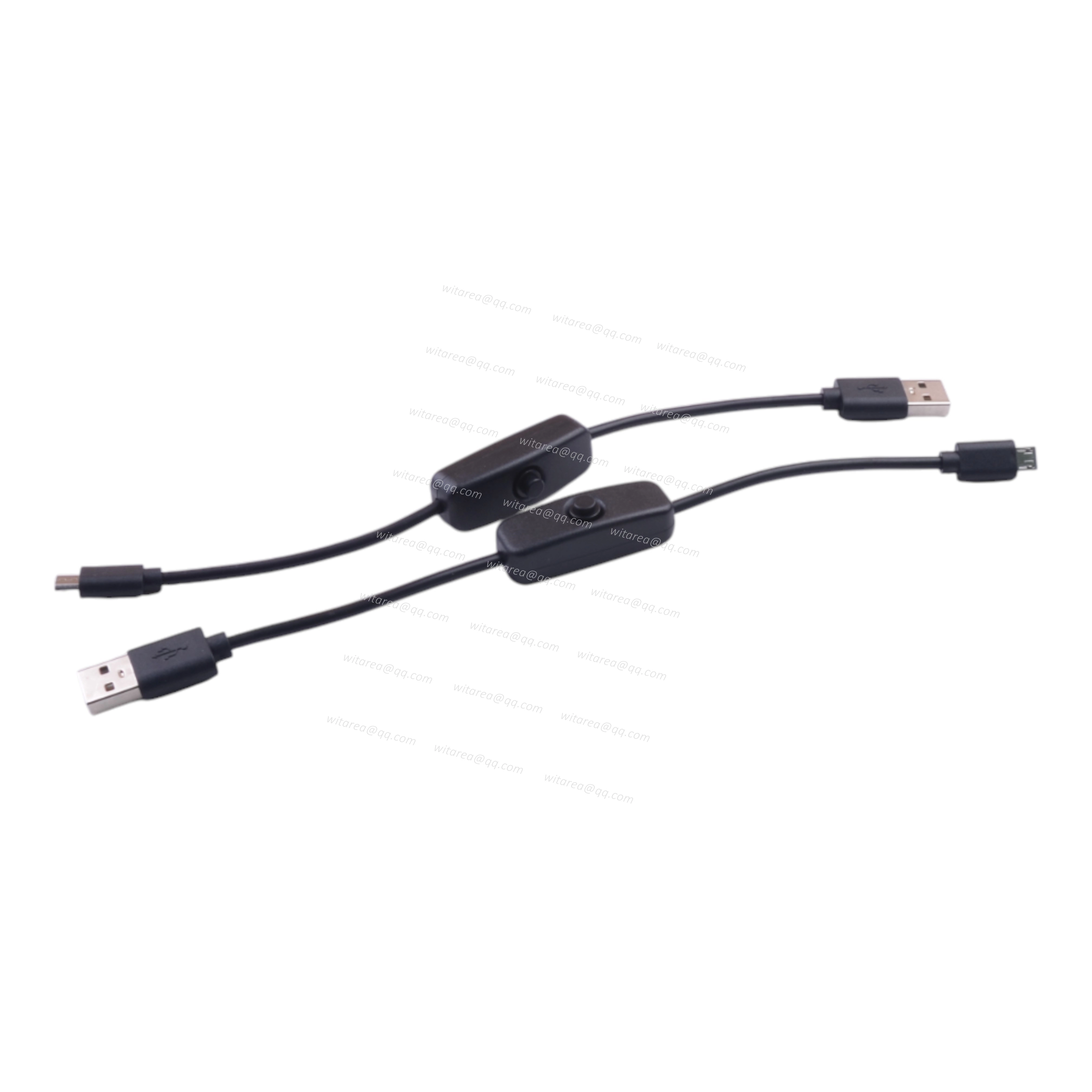 USB-A male to Micro-B male extension cable with on/off switch