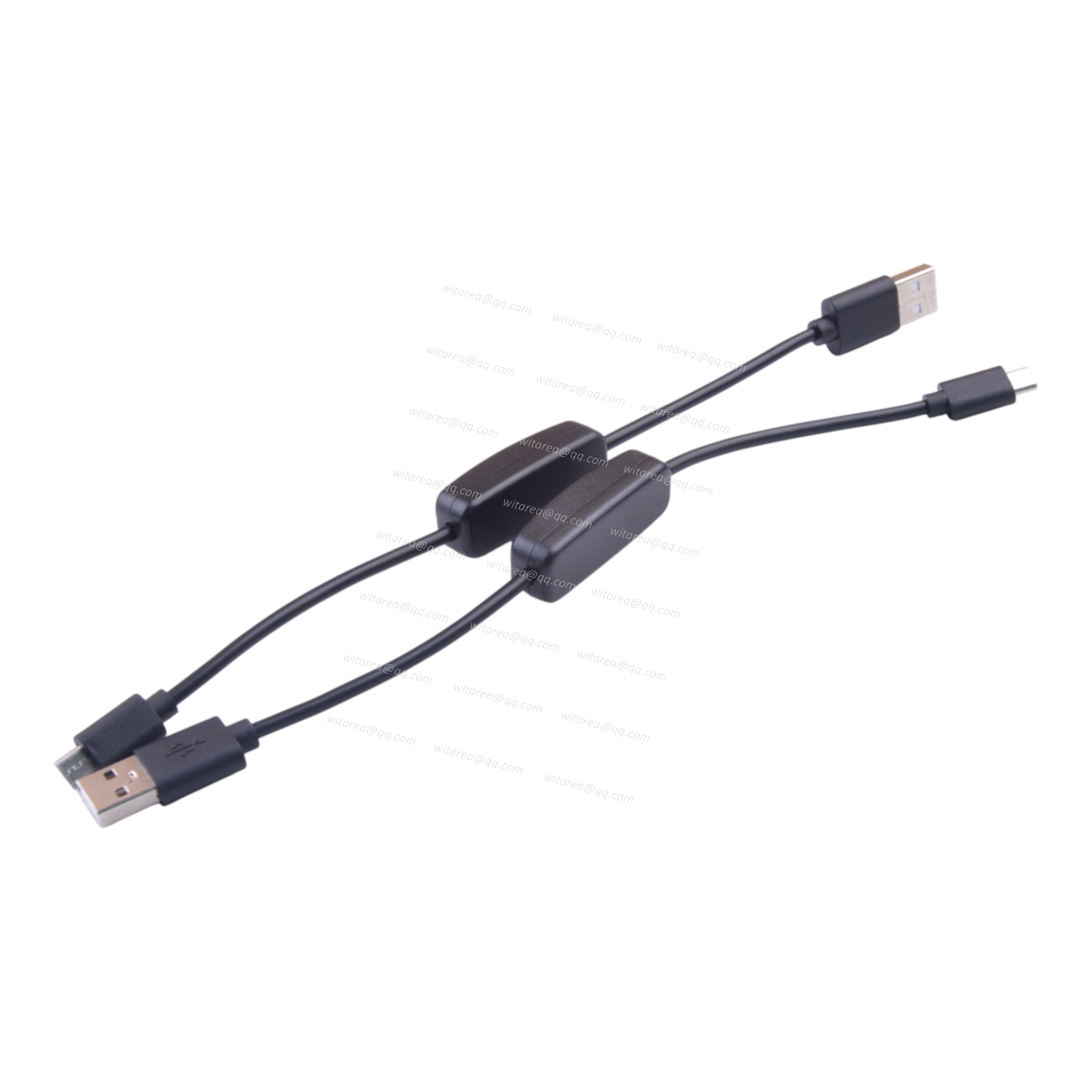 USB-A male to Micro-B male extension cable with on/off switch