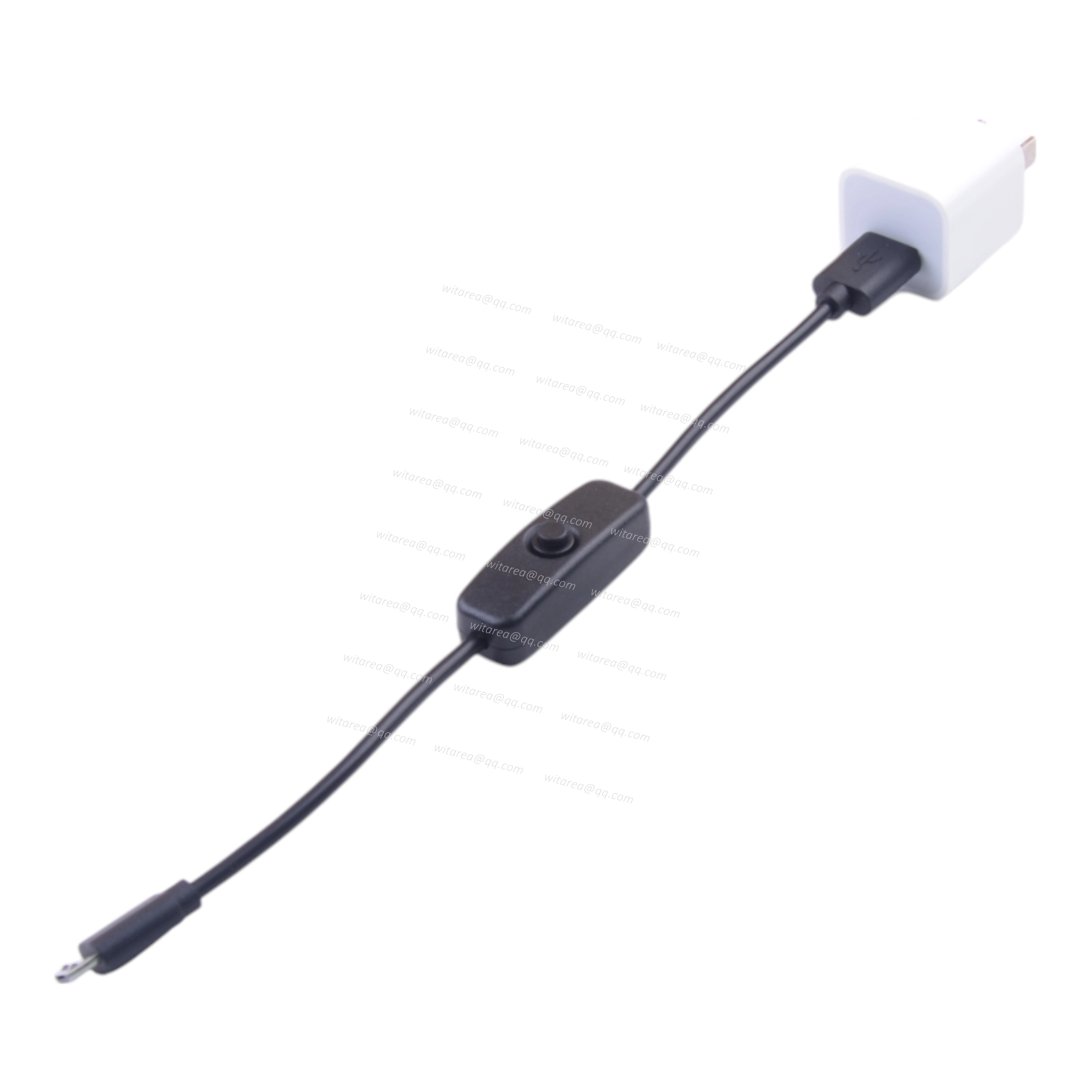 USB-A male to Micro-B male extension cable with on/off switch