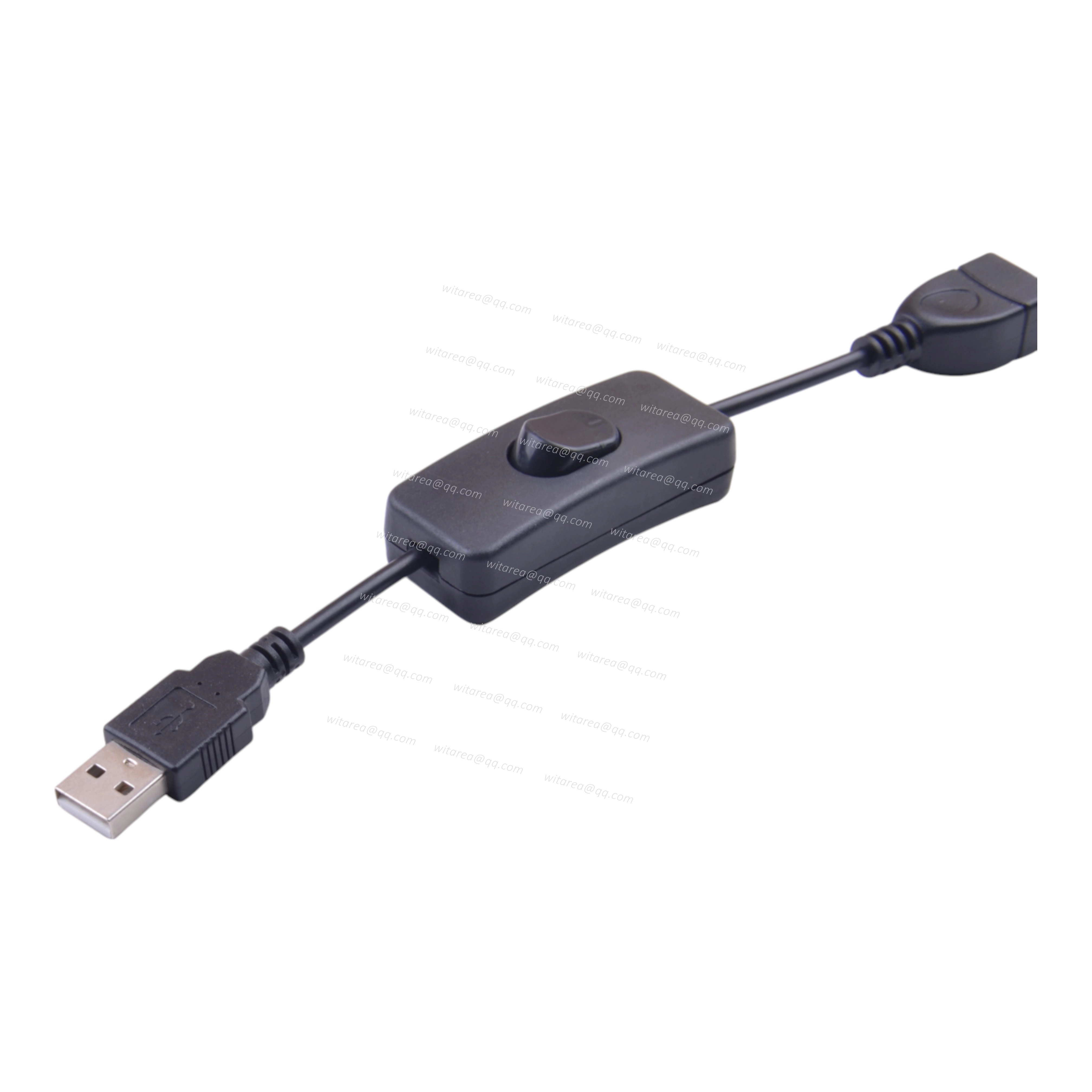 USB-A male to USB-A female extension cable with on/off switch