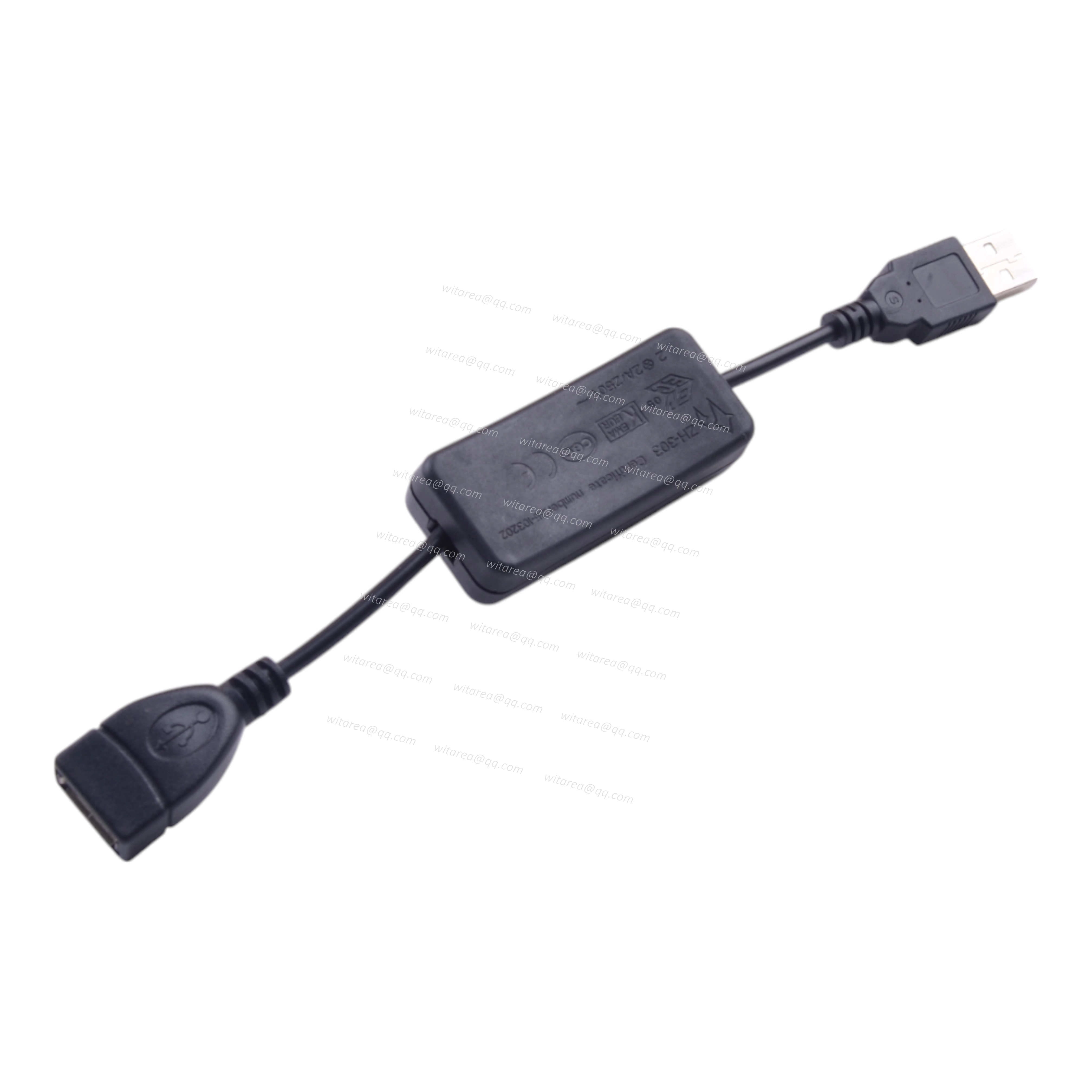 USB-A male to USB-A female extension cable with on/off switch