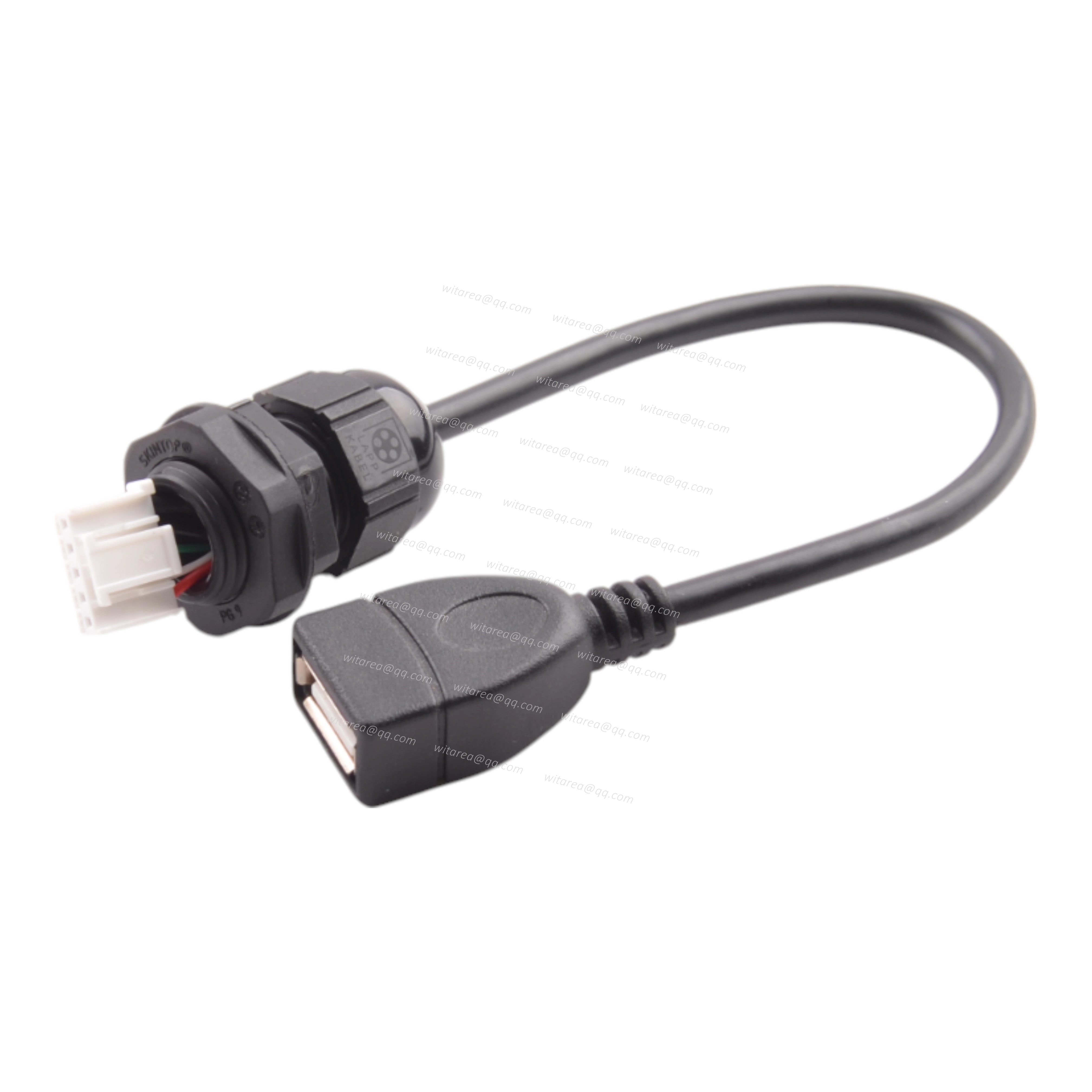 USB AF To Molex Connector With PG9 Waterproof Gland