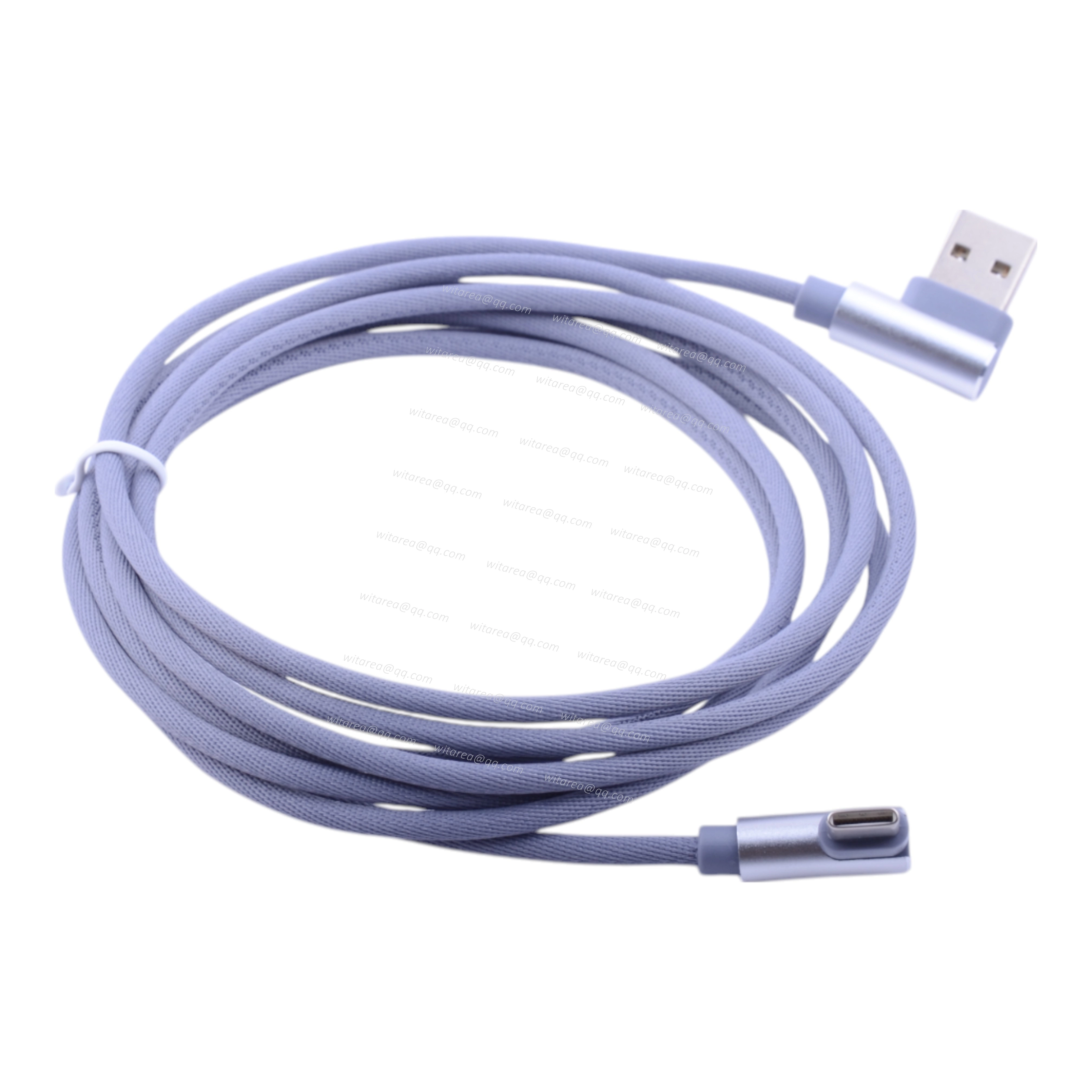 Angled USB AM To Angled Type C Cable With Fabric Braiding